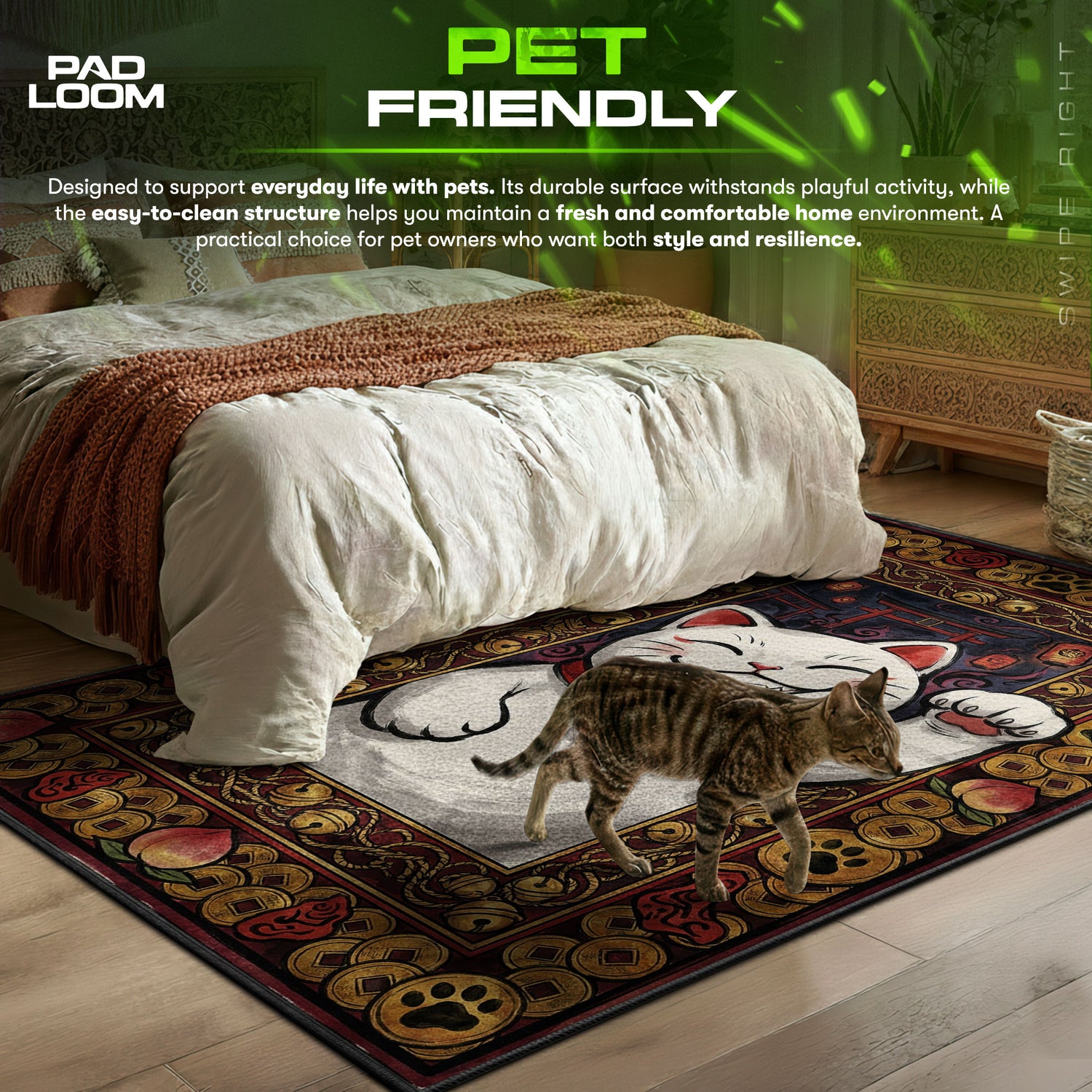 Turbo Oma Glückskatze Teppich - Dandadan Stuhlmatte