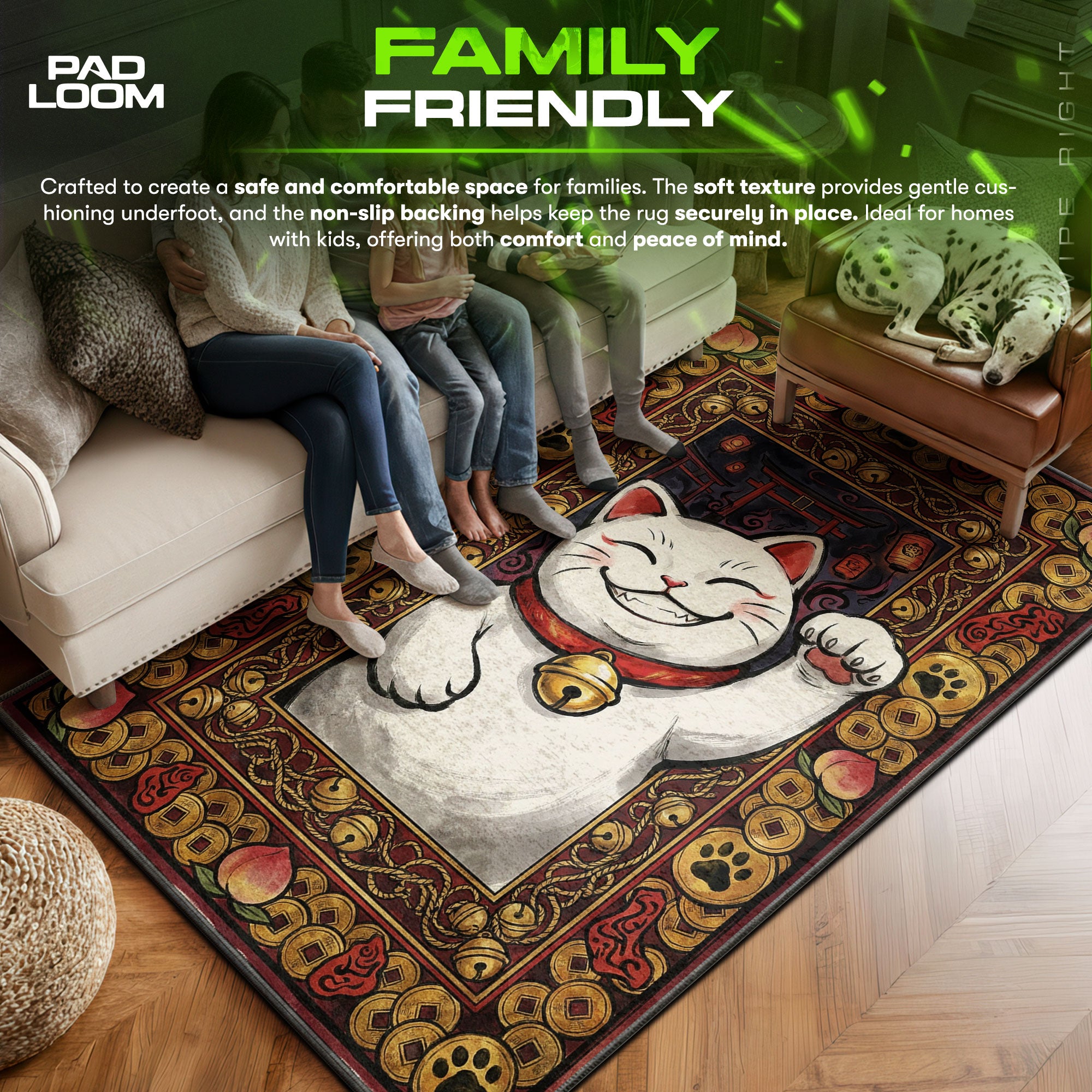 Turbo Oma Glückskatze Teppich - Dandadan Stuhlmatte