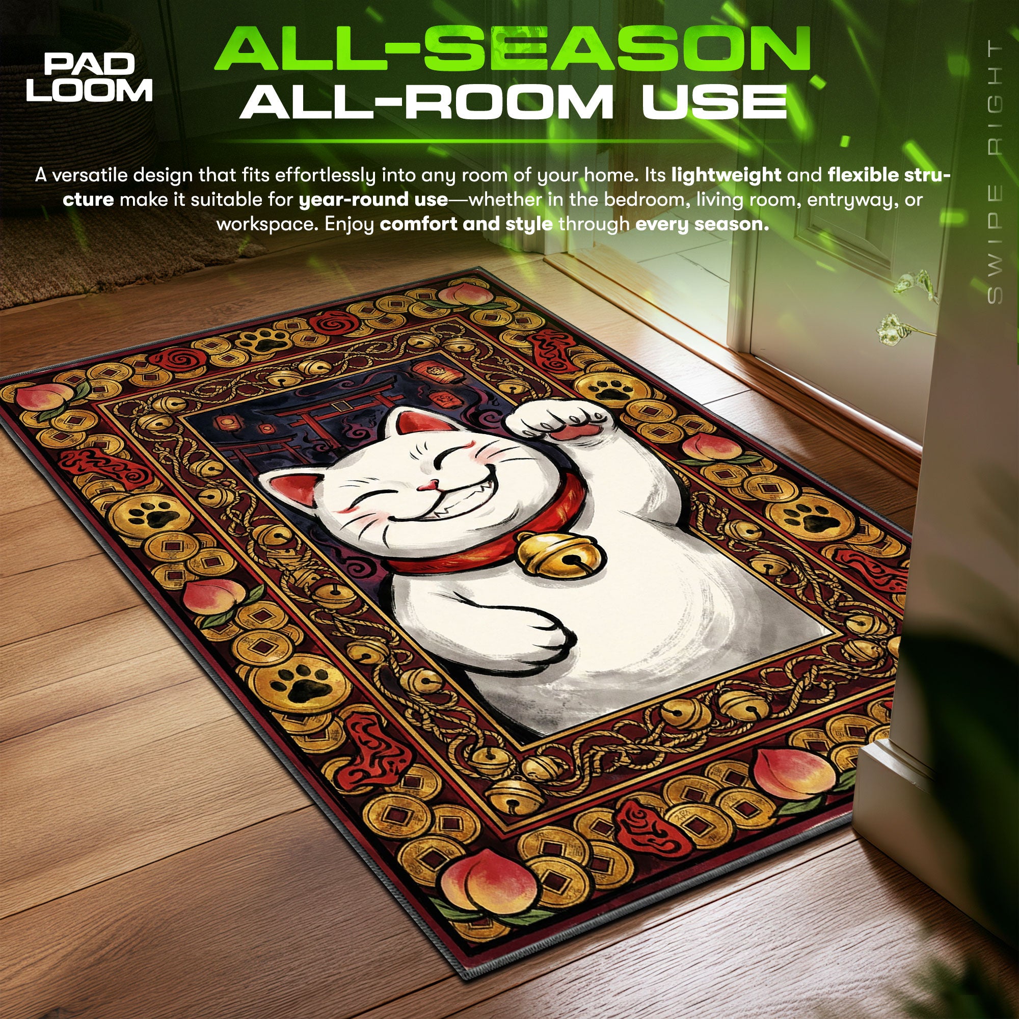 Turbo Oma Glückskatze Teppich - Dandadan Stuhlmatte