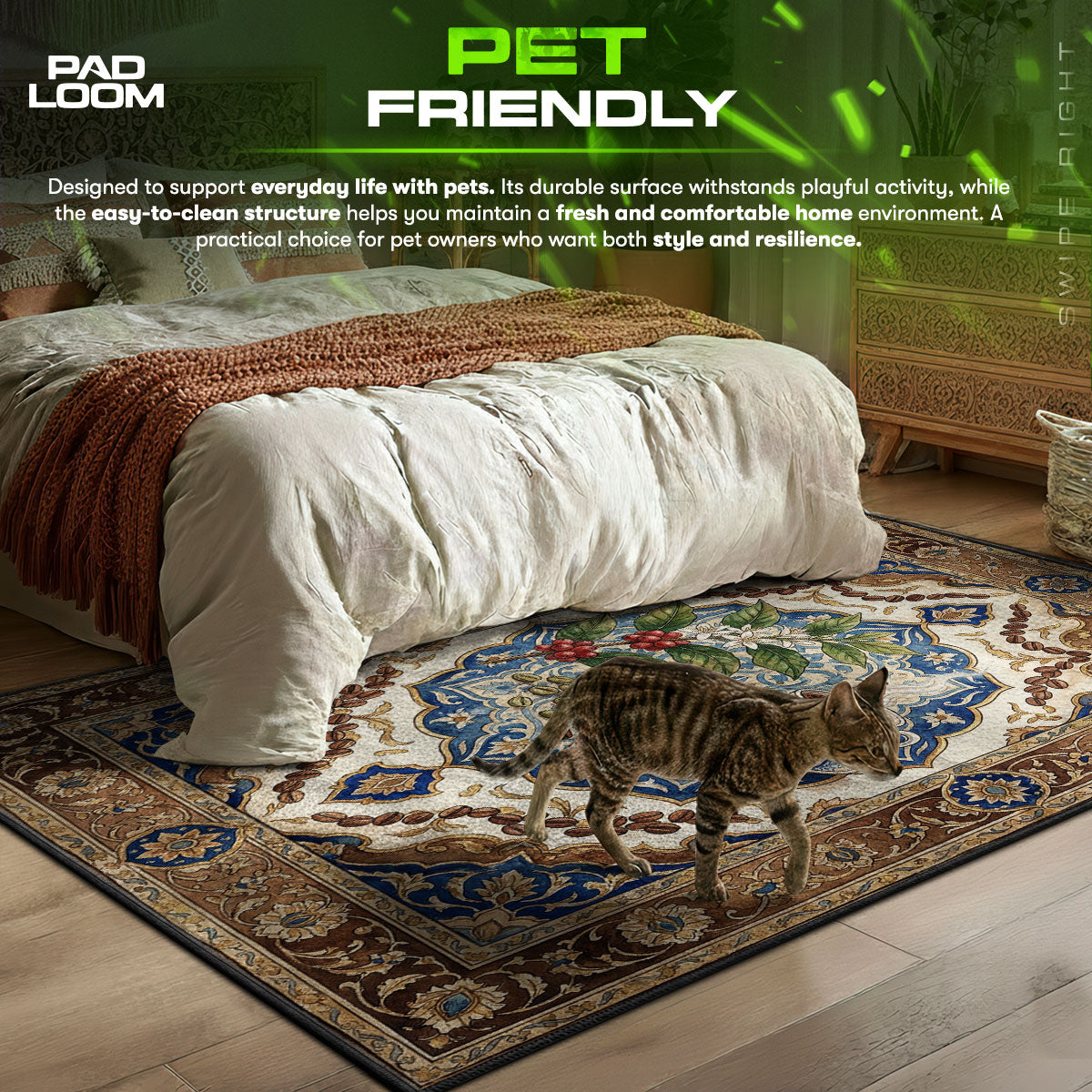Turkish Coffee themed area rug for home decor fans