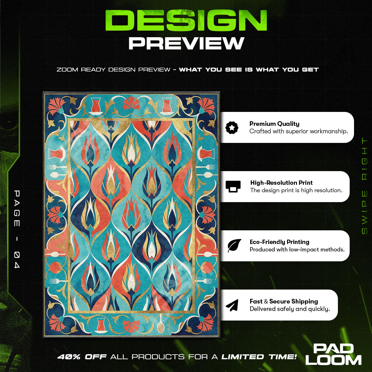 Turkish Tulip Ottoman Kitchen Floor rug — main product view