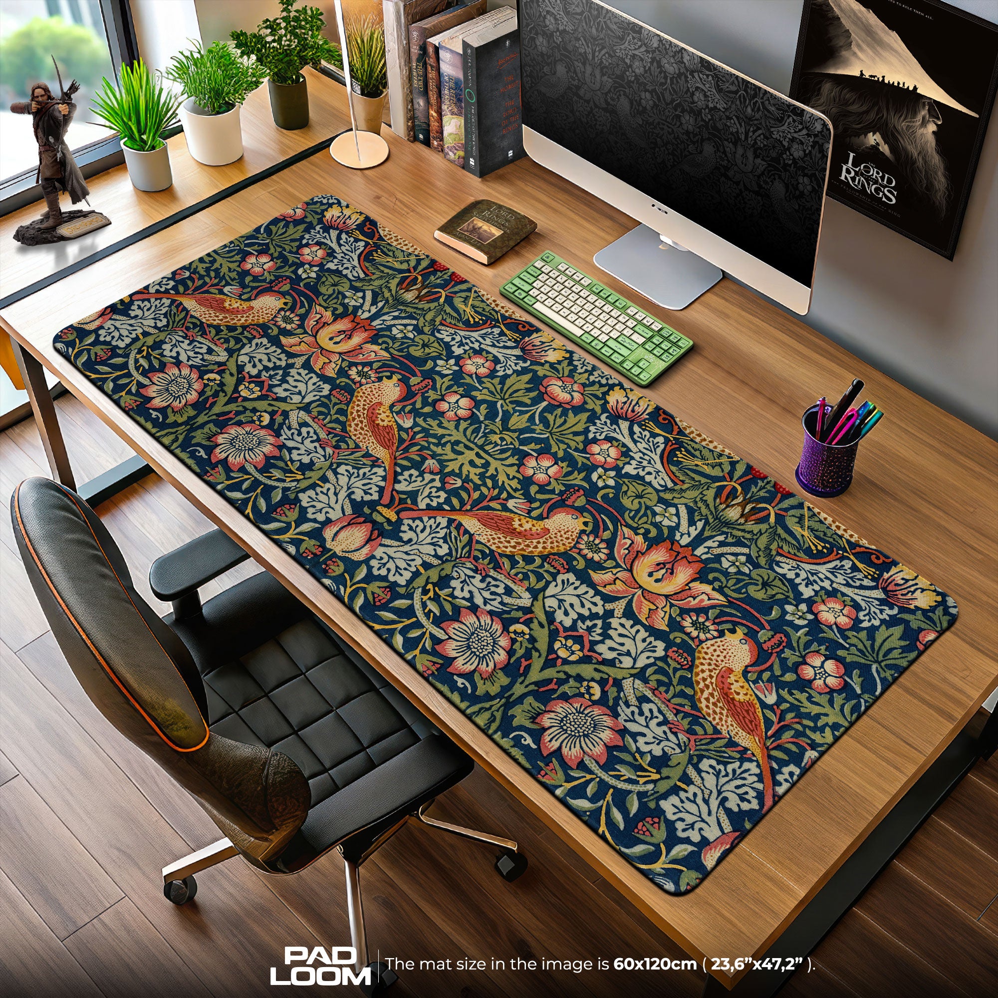 Twin Thrush Mouse Pad, Medieval Tapestry Gaming Desk Mat