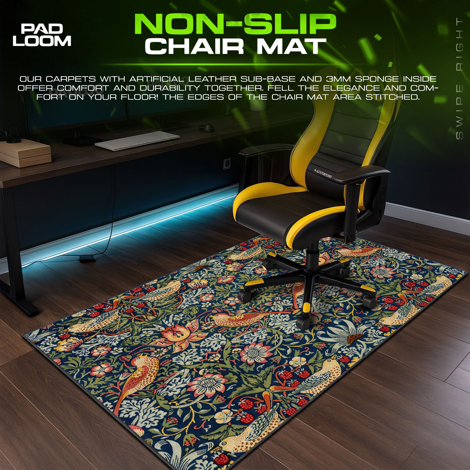 Twin Thrush Mouse Pad, Medieval Tapestry Gaming Desk Mat