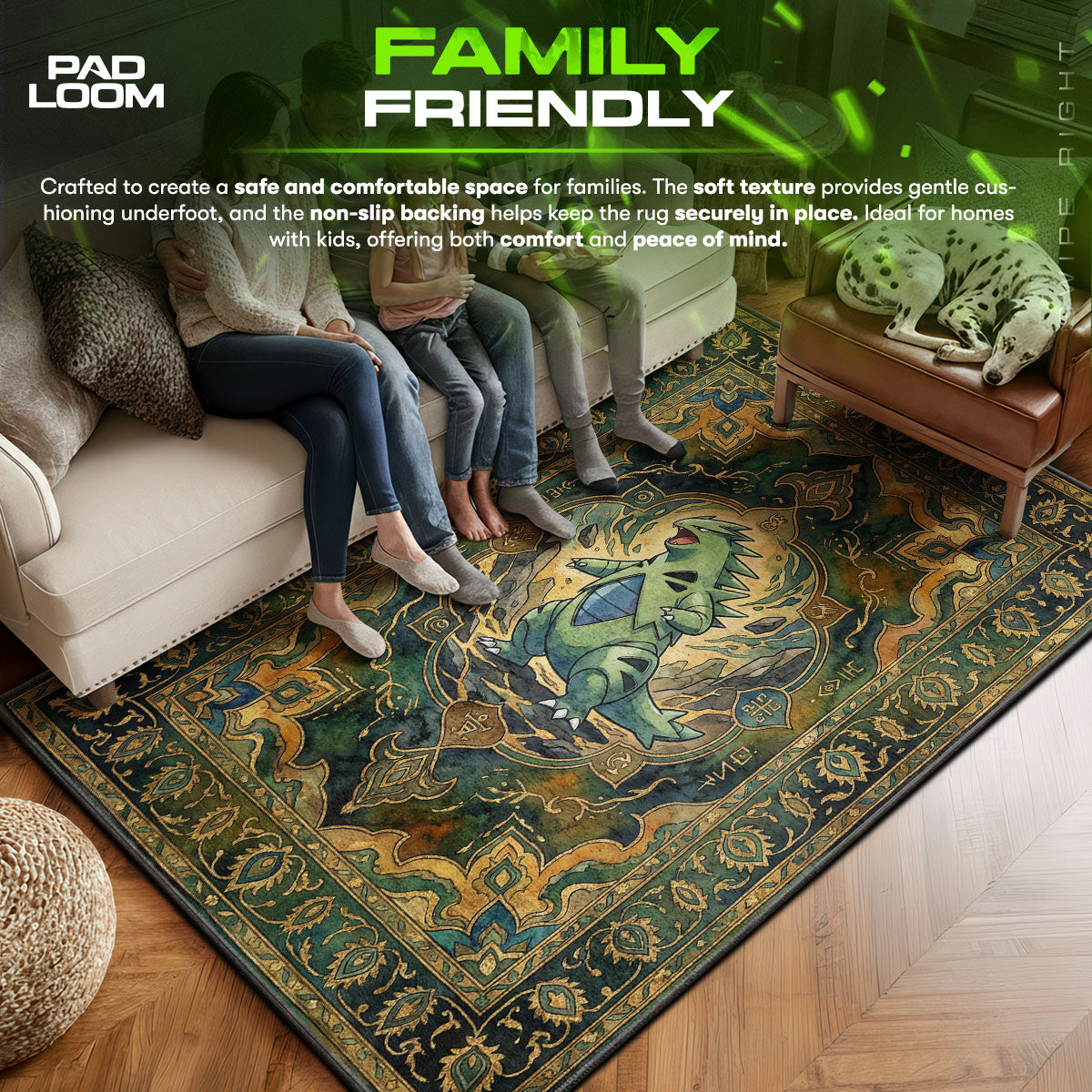 Tyranitar area rug showing full Pokemon artwork