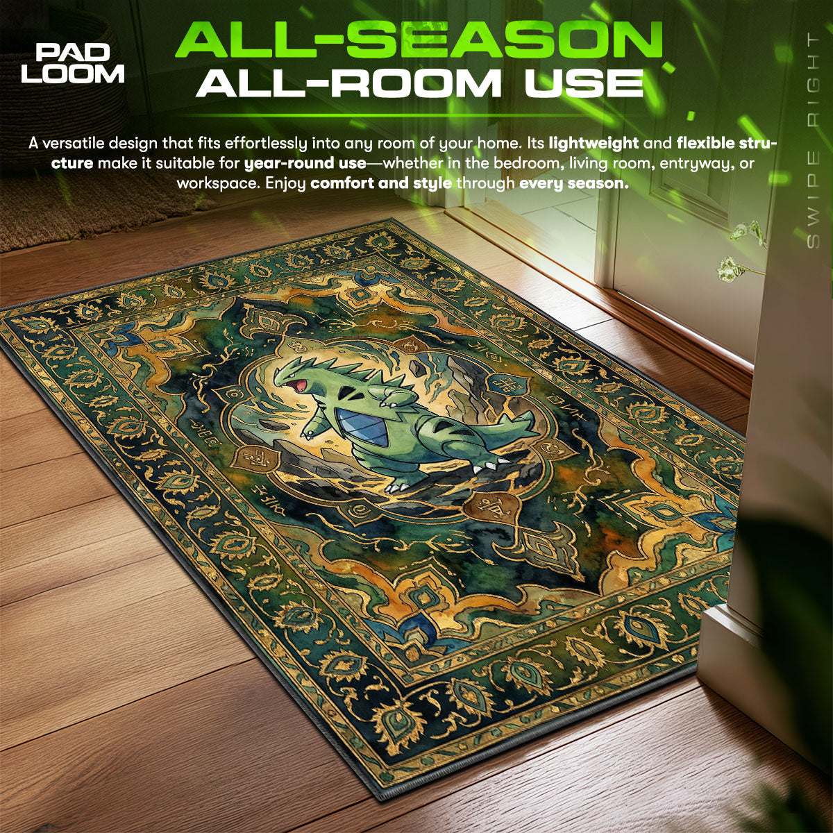 Tyranitar Ancient Mountain Chair fan rug — premium quality print