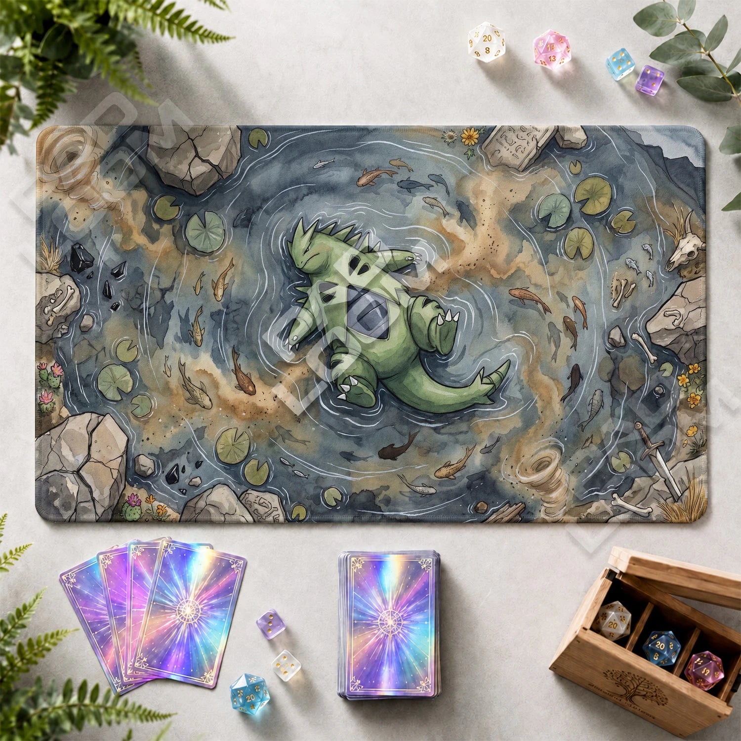 Tyranitar Pond Playmat - Pokemon TCG Mat - view 2