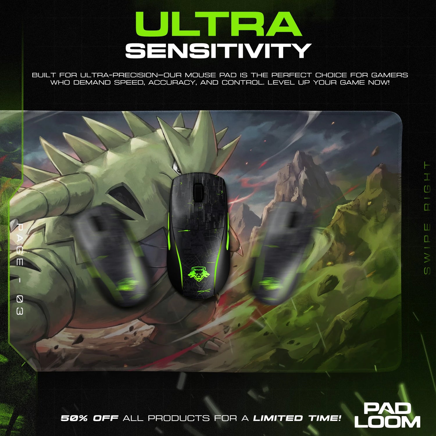 Tyranitar Sandstorm Rampage Mouse Pad - Pokémon Mat