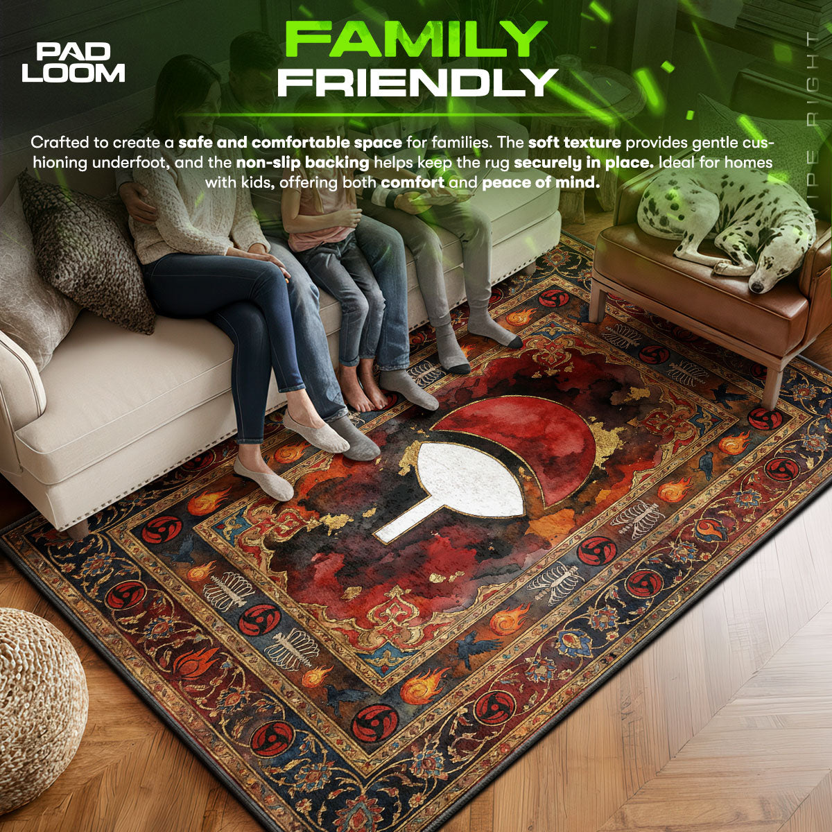 Uchiha Clan Crest Rug - Naruto Shippuden Chair Mat