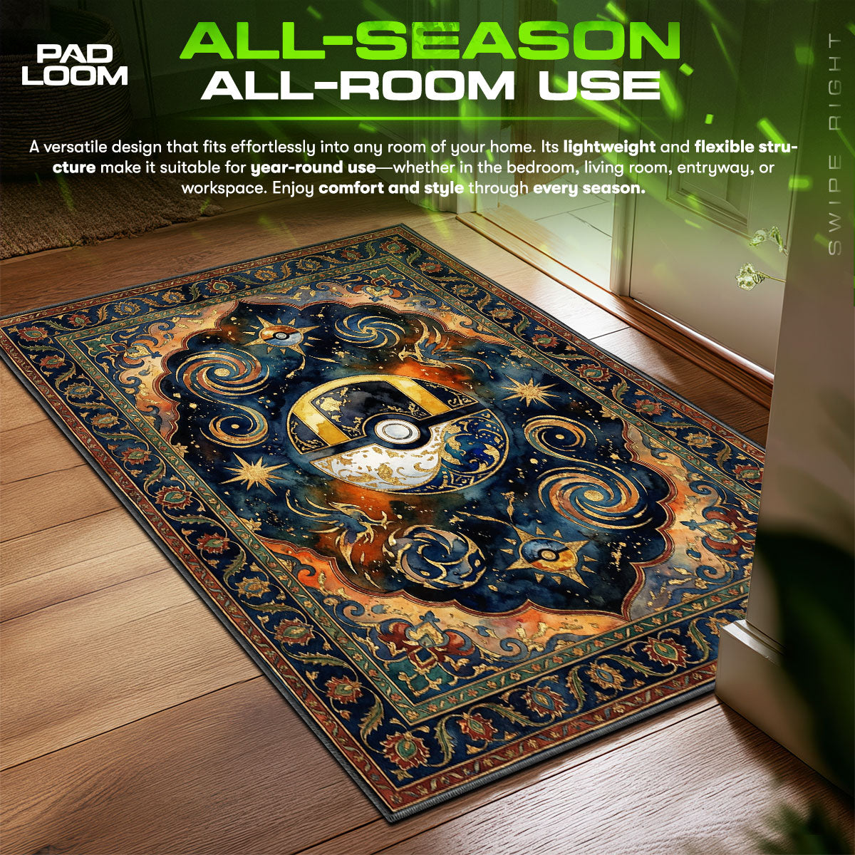 Celestial Ultra Ball Pokémon Chair fan rug — premium quality print