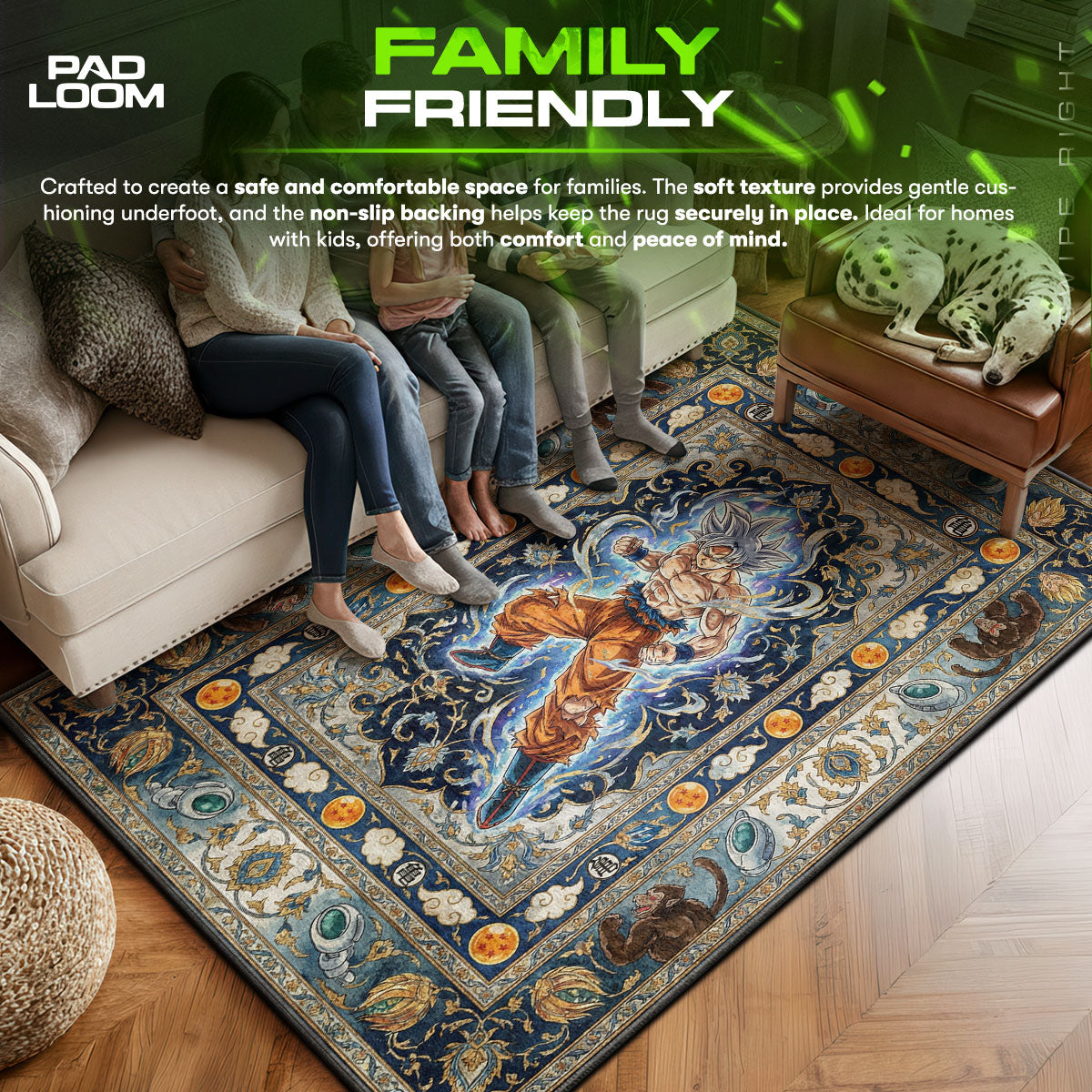 Ultra area rug showing full home decor artwork