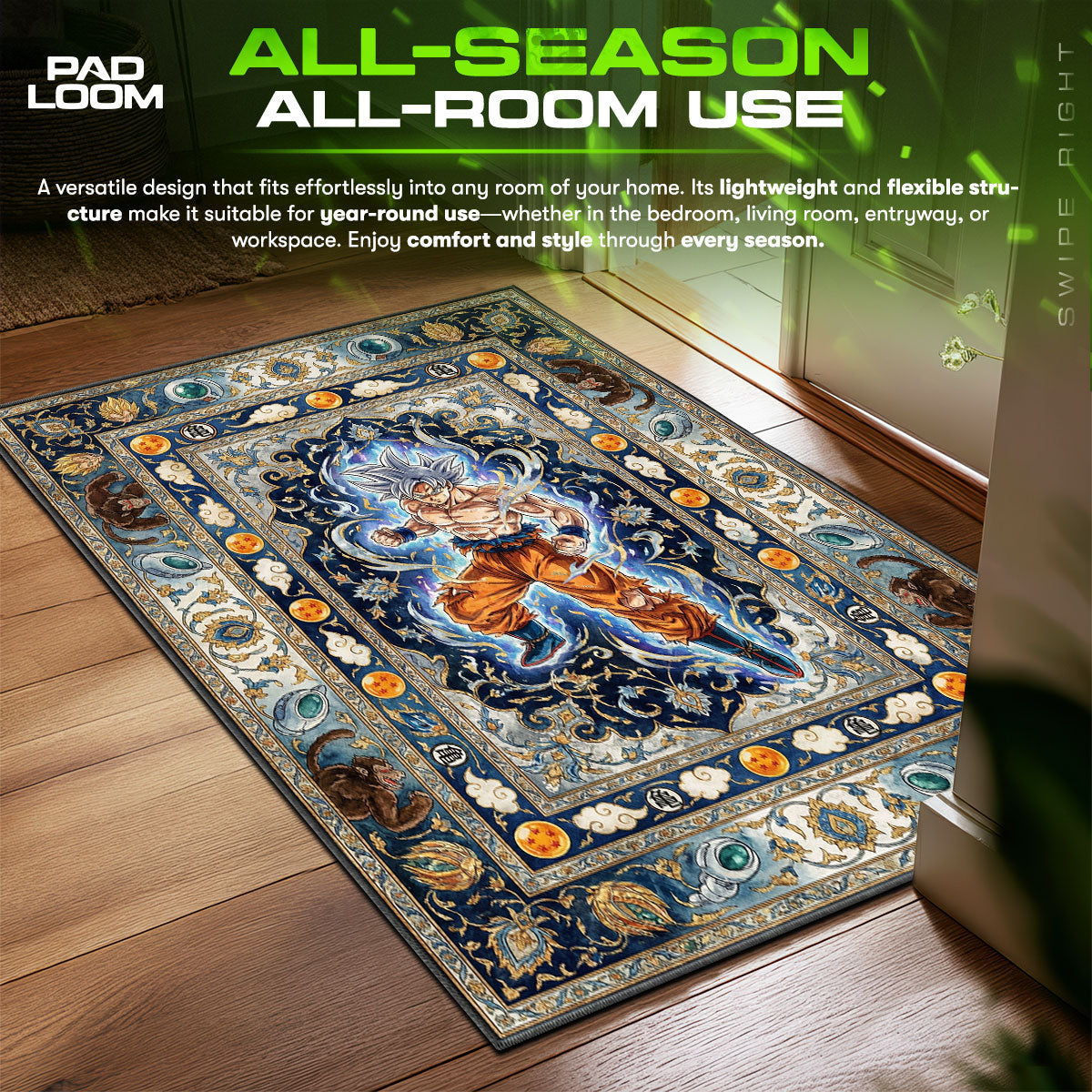 Ultra Instinct Goku Dragon Ball Super Chair fan rug — premium quality print