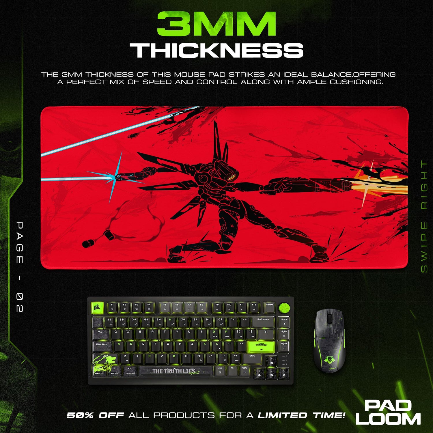 Ultrakill Cyber Demon Mouse Pad, Gamer Desk Mat Padloom