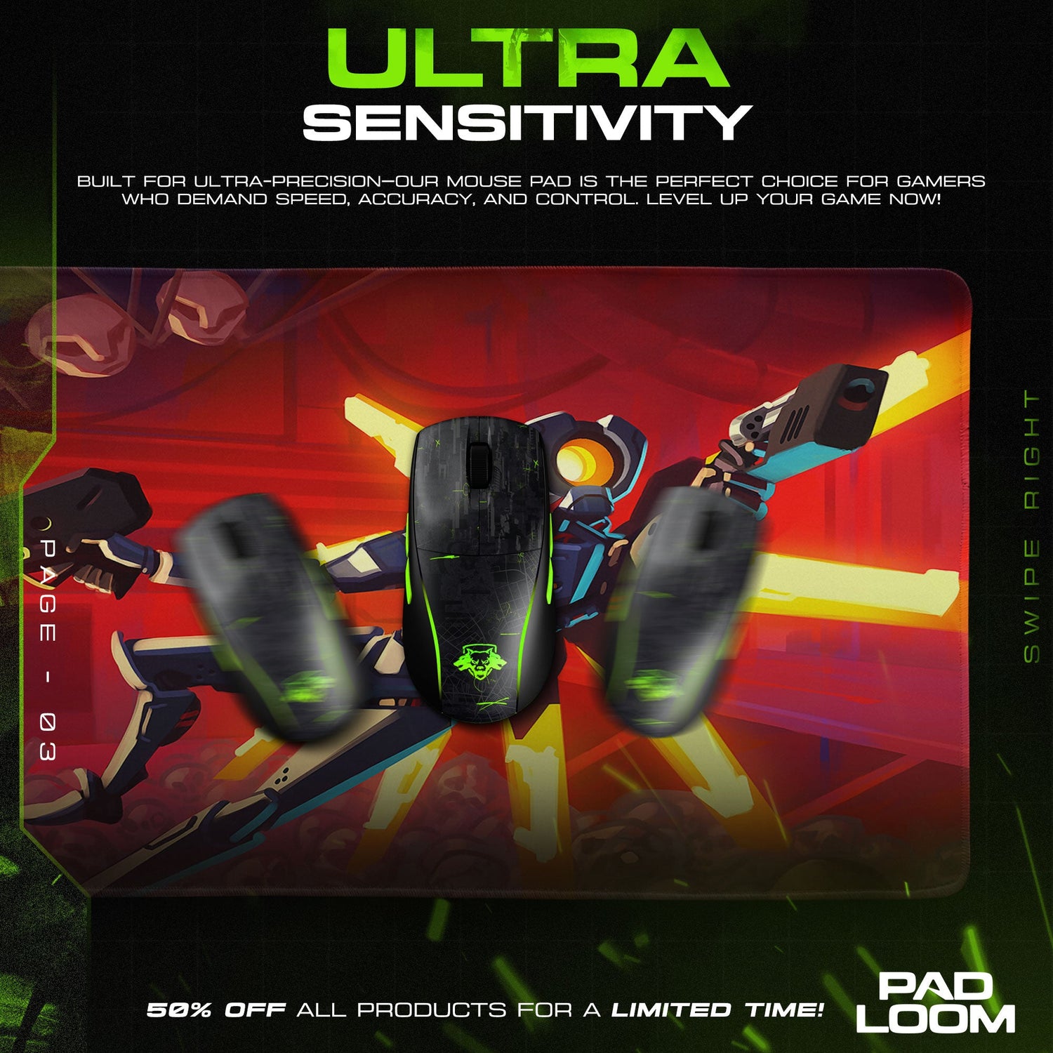 Ultrakill Mouse Pad, Action Hero Gaming Desk Mat Padloom
