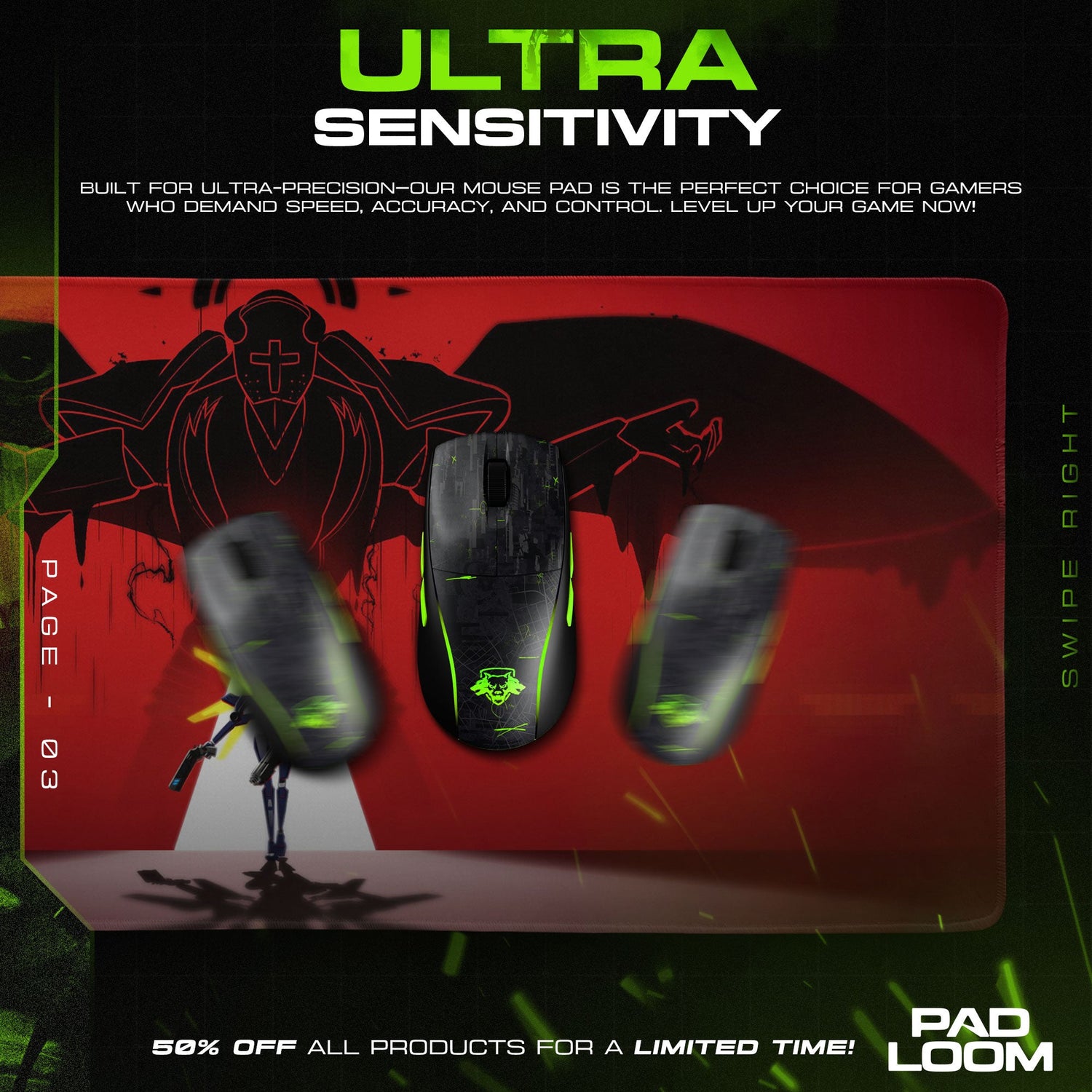 Ultrakill Mouse Pad, Blood Red Angel Gaming Desk Mat Padloom