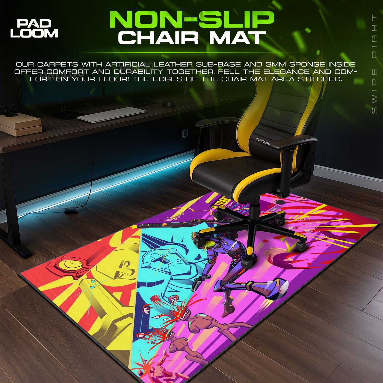 Ultrakill Mouse Pad, Neon Chaos Gaming Desk Mat Padloom