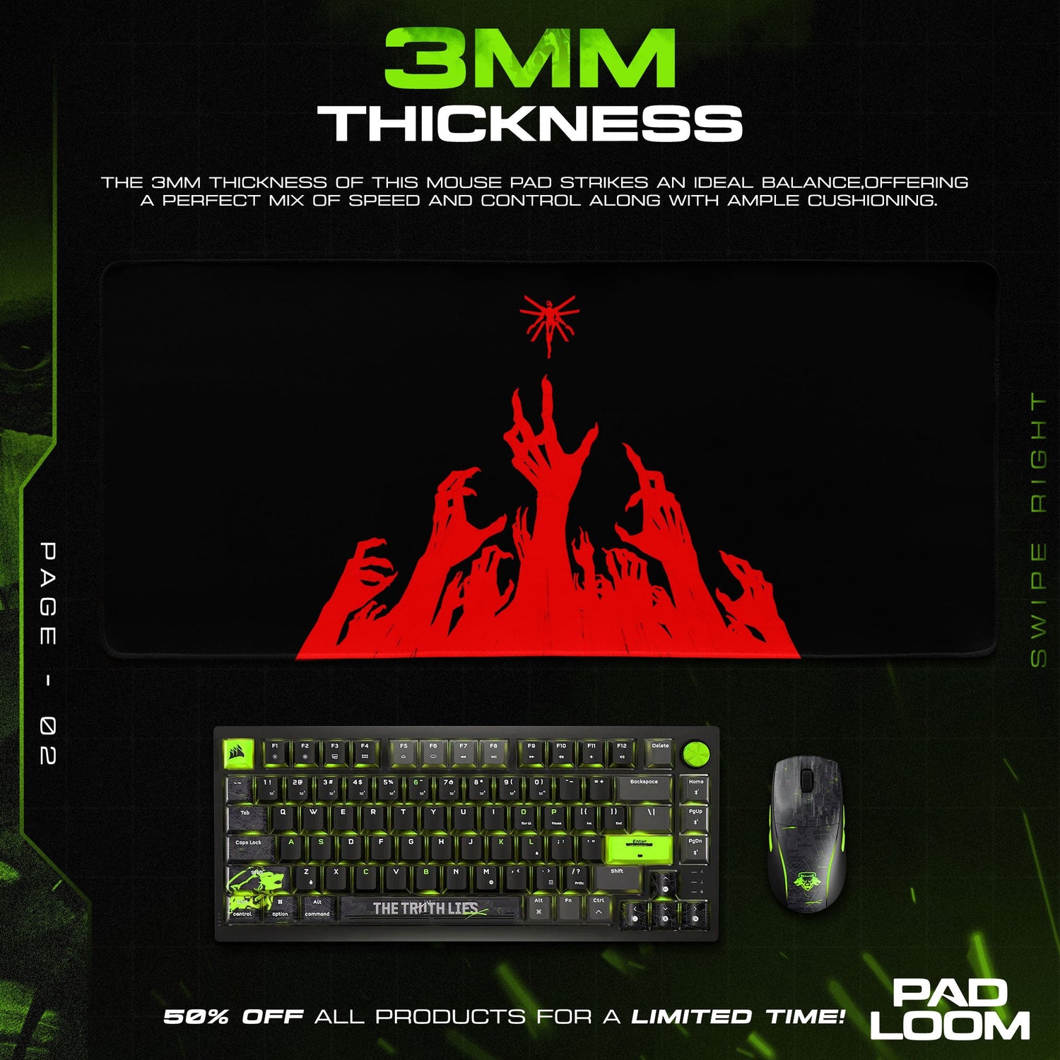 Ultrakill Mouse Pad, Red Hands Gaming Desk Mat Padloom