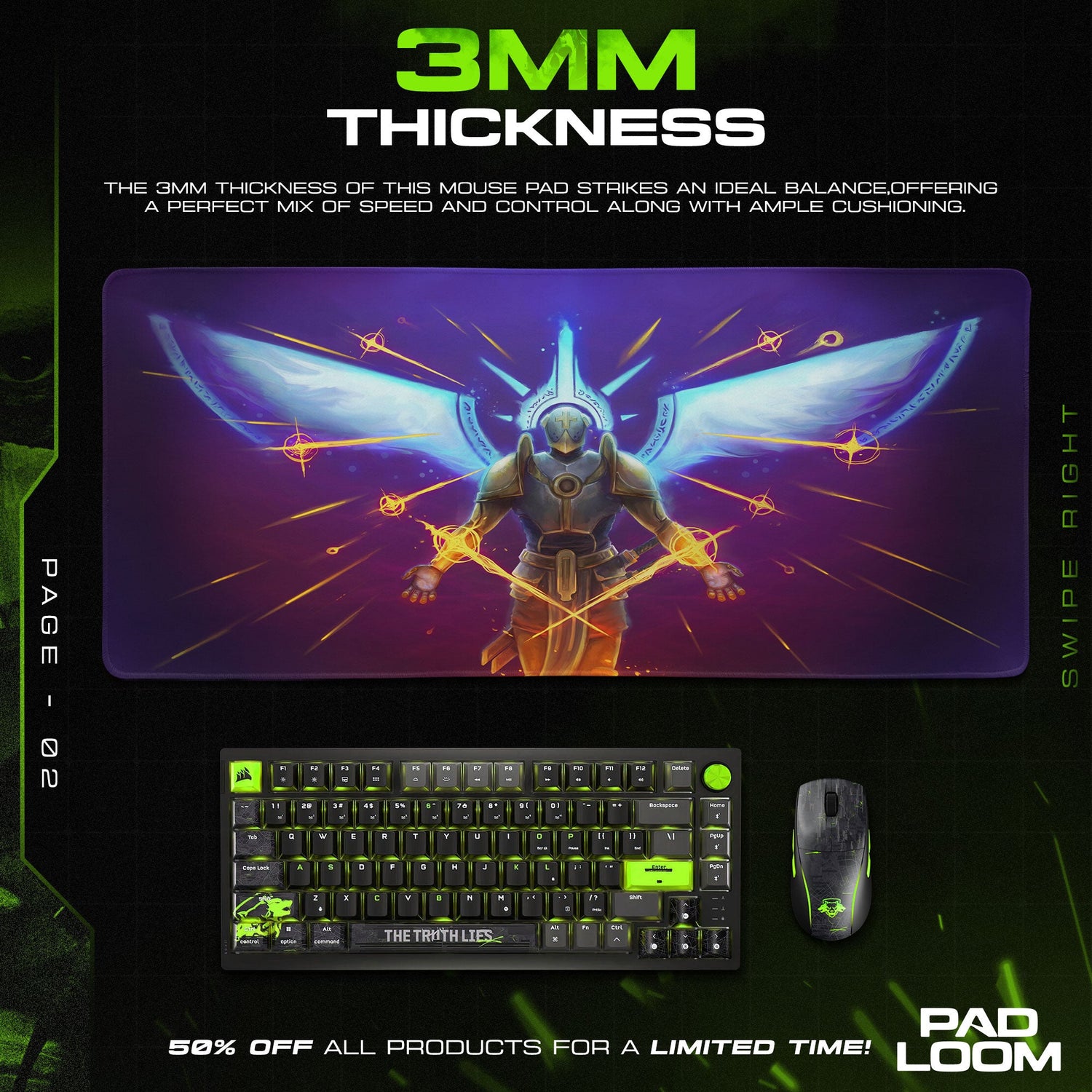 Ultrakill Mouse Pad, Winged Angel Gaming Desk Mat Padloom