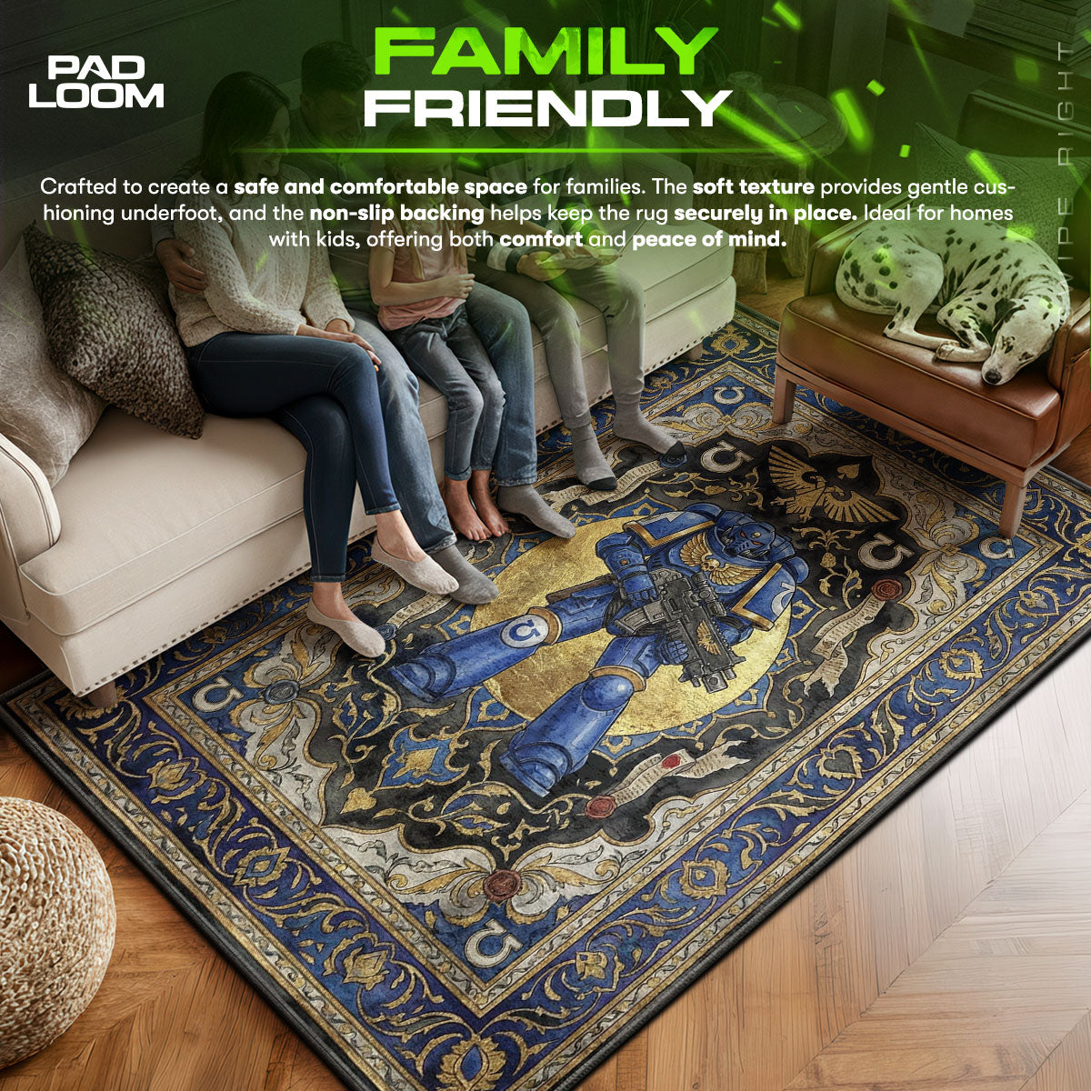 Ultramarin Tarot Gold Teppich - Warhammer 40k Stuhlunterlage