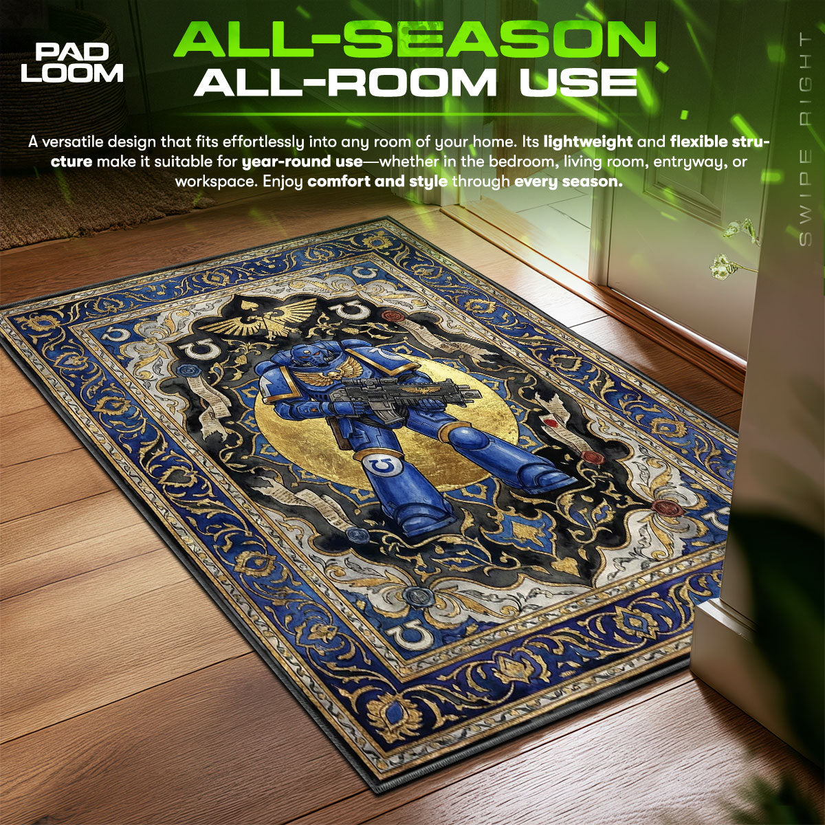 Ultramarin Tarot Gold Teppich - Warhammer 40k Stuhlunterlage