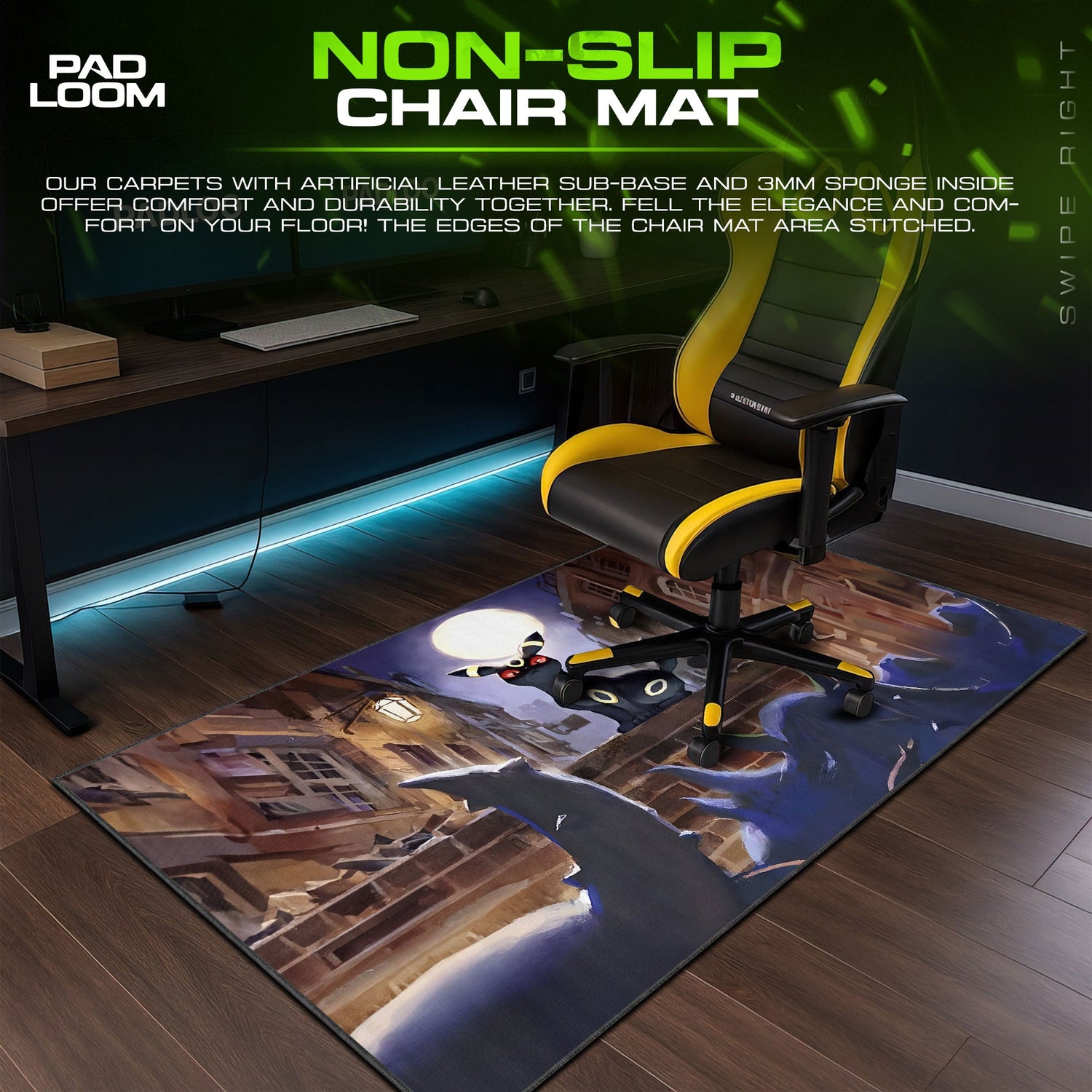 Umbreon Alley Mouse Pad, Midnight Evolution Gaming Desk Mat Padloom