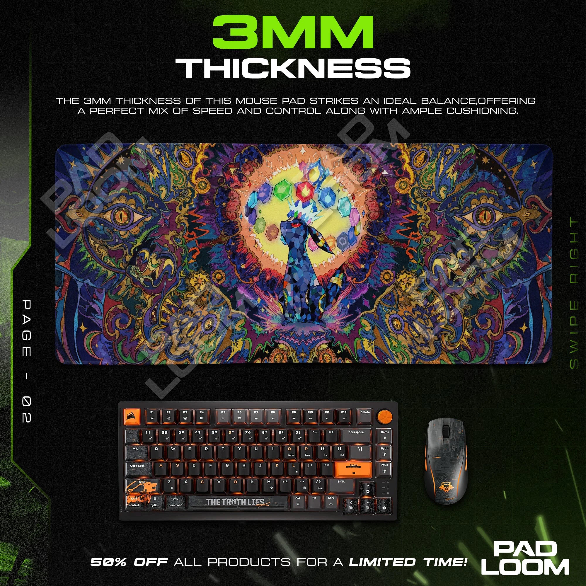 Umbreon Cosmic Mandala Mouse Pad - Pokemon Desk Mat