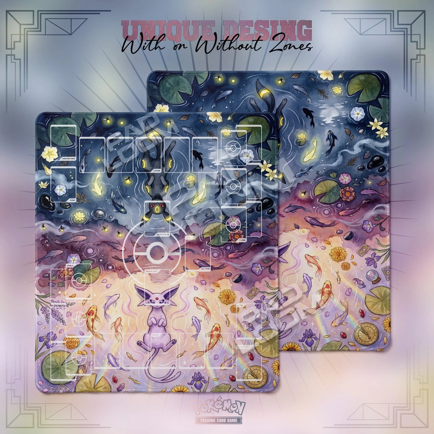 Umbreon Espeon Playmat - 2 Player Pokemon TCG Mat