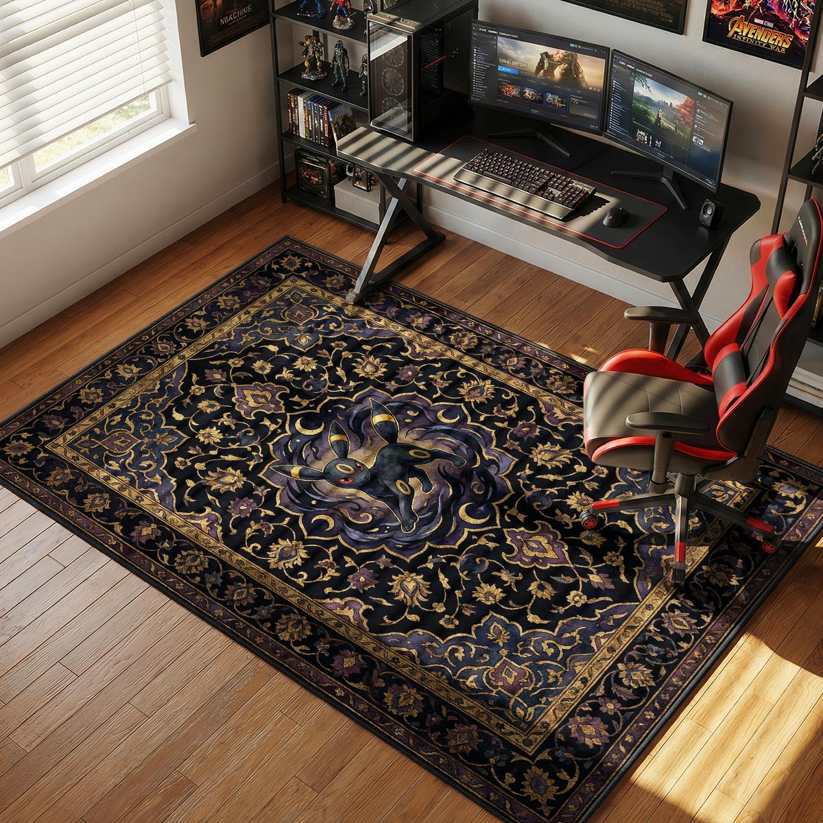 Umbreon Midnight themed area rug for Gothic fans