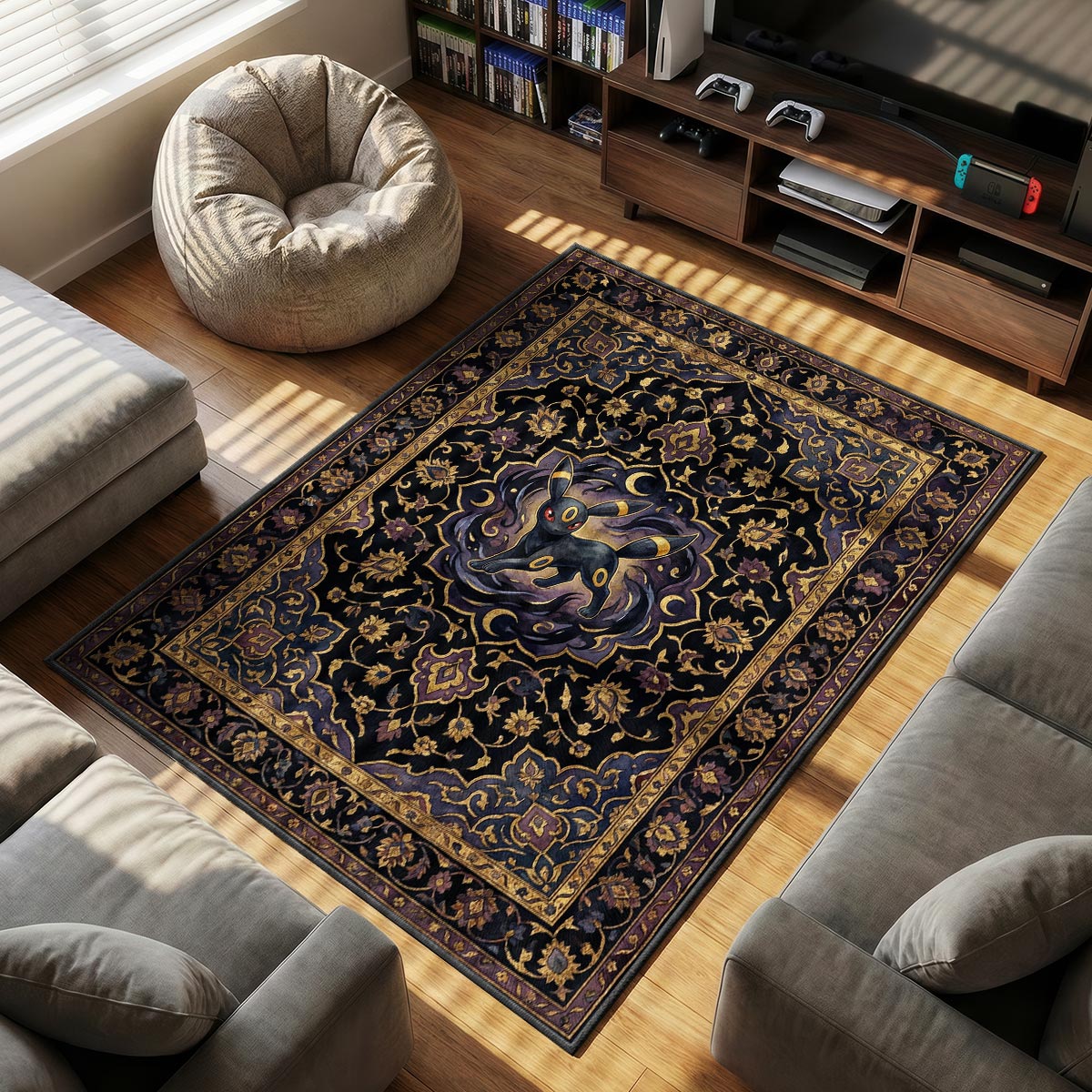 Chair character design printed on rug