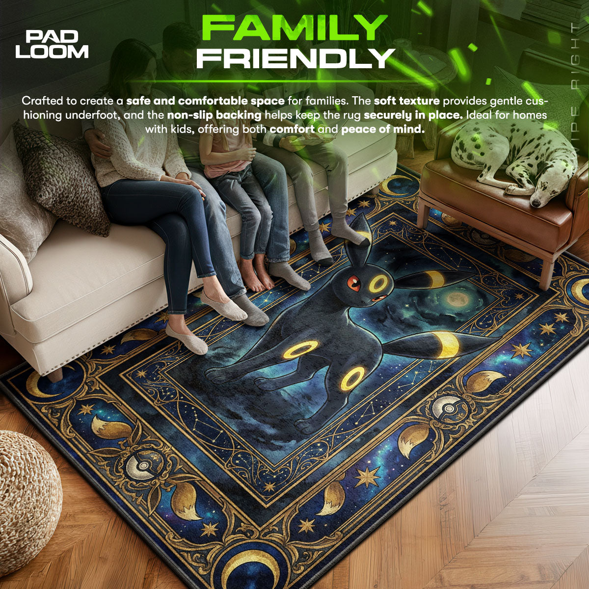 Umbreon area rug showing full Pokemon artwork