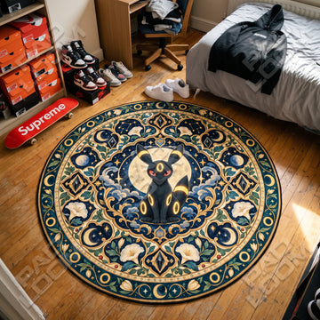 Umbreon Moonlit Pokemon round rug on a bedroom floor - Pokemon chair mat