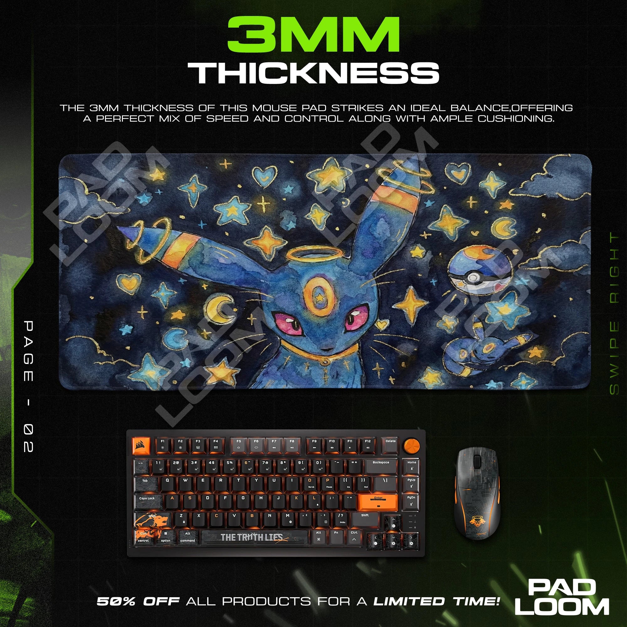 Umbreon Starry Night Mouse Pad - Pokemon Desk Mat