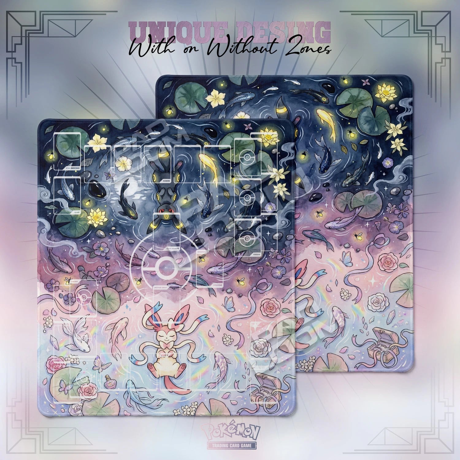 Umbreon Sylveon Playmat - 2 Player Pokemon TCG Mat