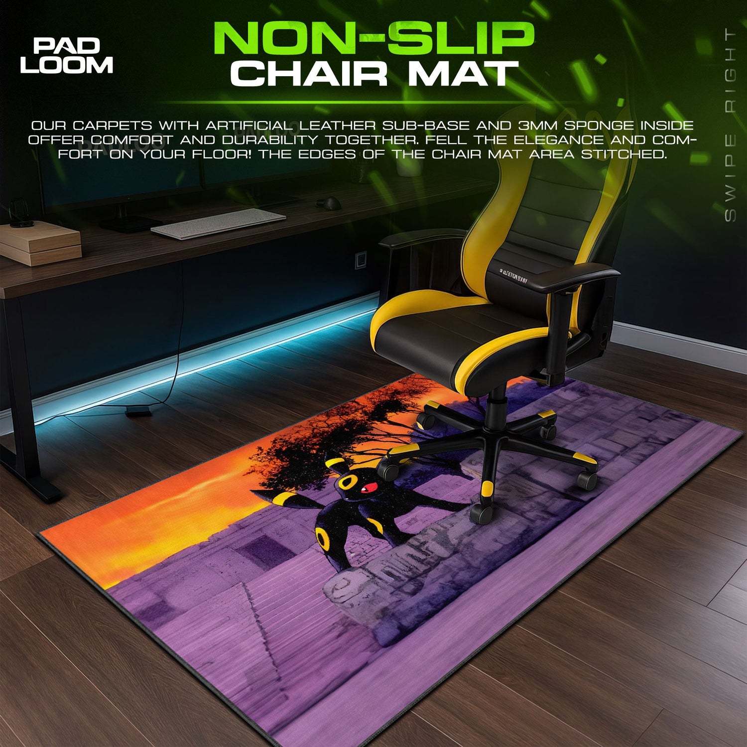 Umbreon Twilight Mouse Pad, Moonlit Ruins Gaming Desk Mat Padloom