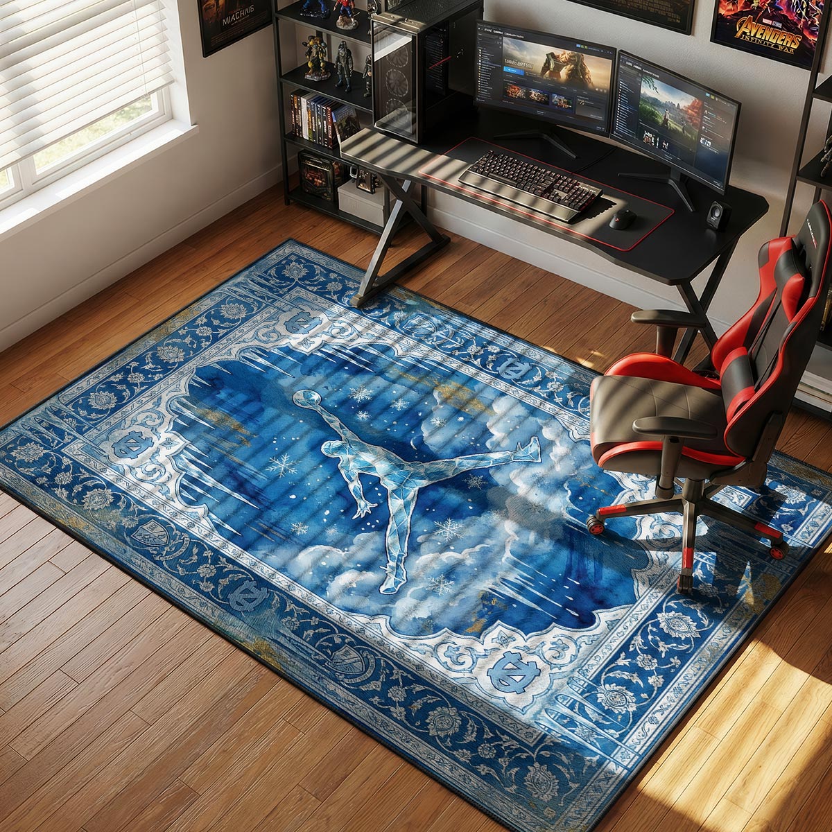 UNC Ice Jumpman Sneakerhead Floor rug — main product view