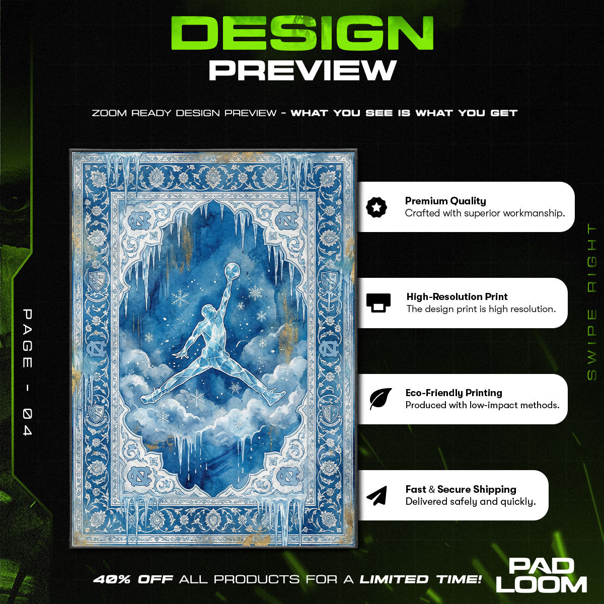 Floor character design printed on rug