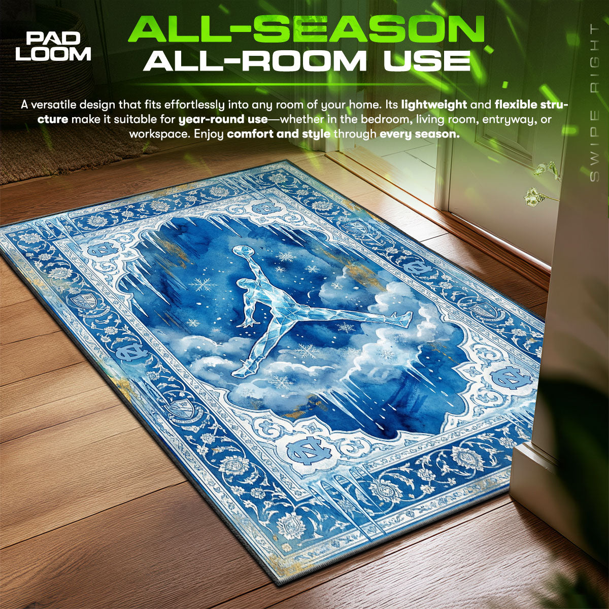UNC Ice Jumpman Sneakerhead Floor fan rug — premium quality print
