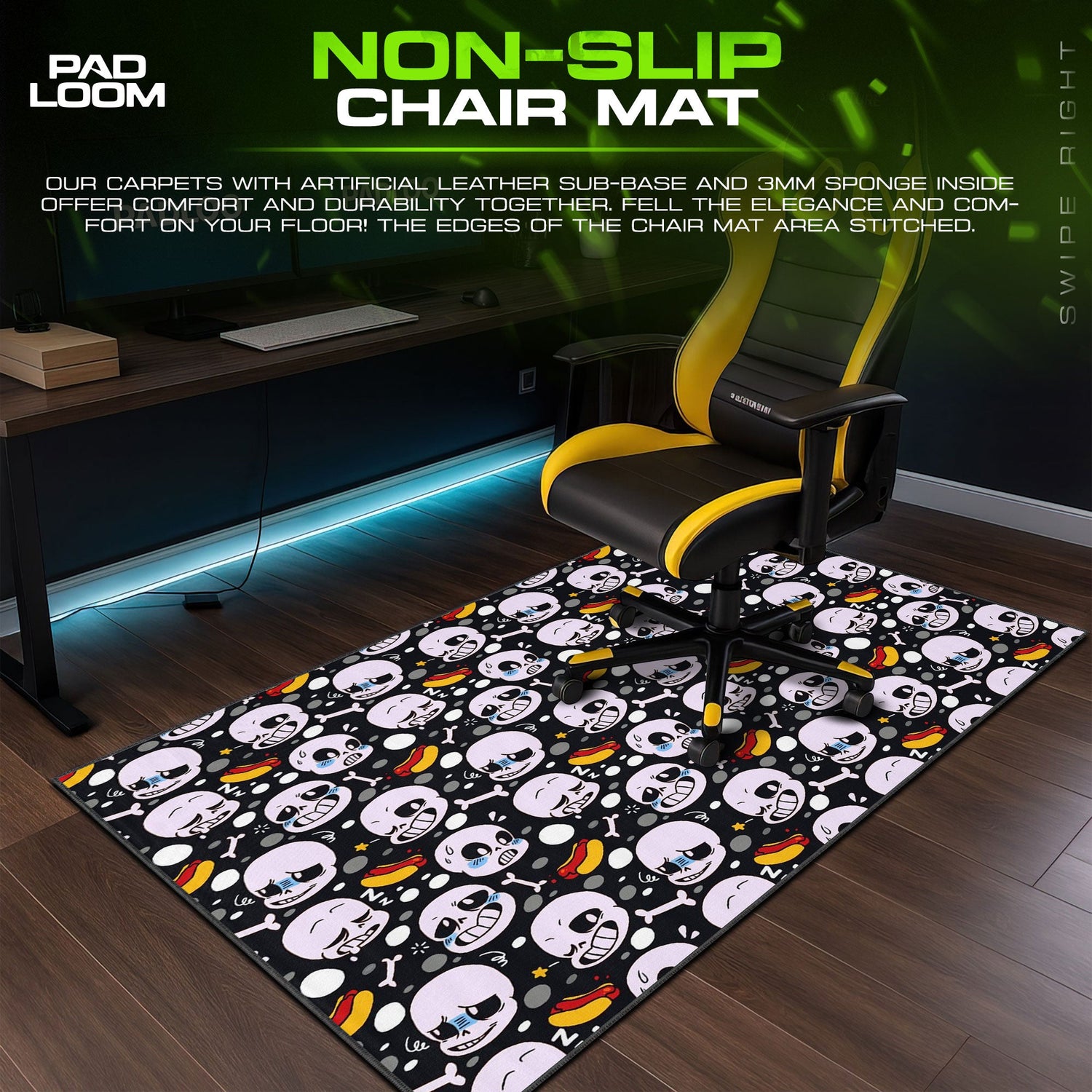 Undertale Sans Mouse Pad, Emoji Pattern Gamer Desk Mat Padloom