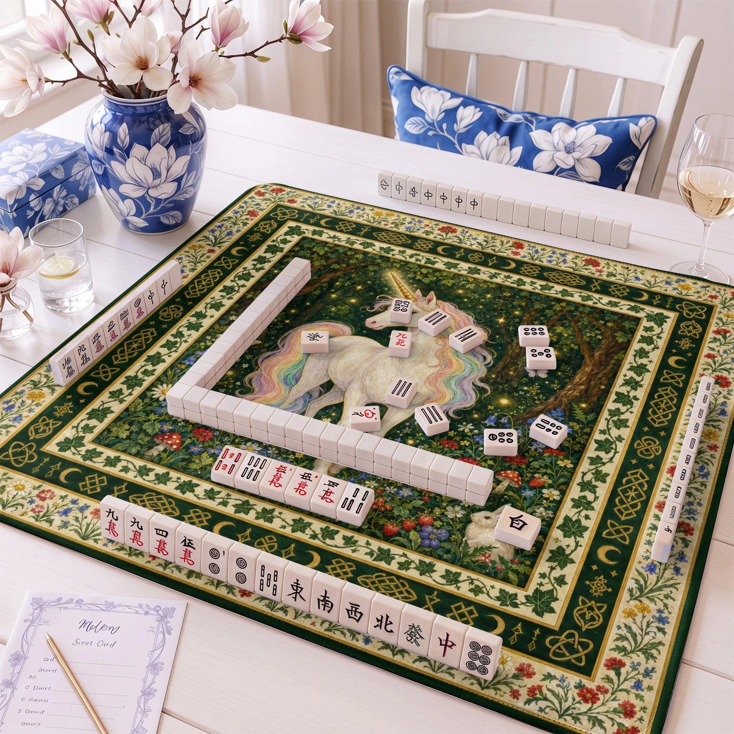 Unicorn Forest mahjong mat – M (60x60 cm) and L (81x81 cm) sizes