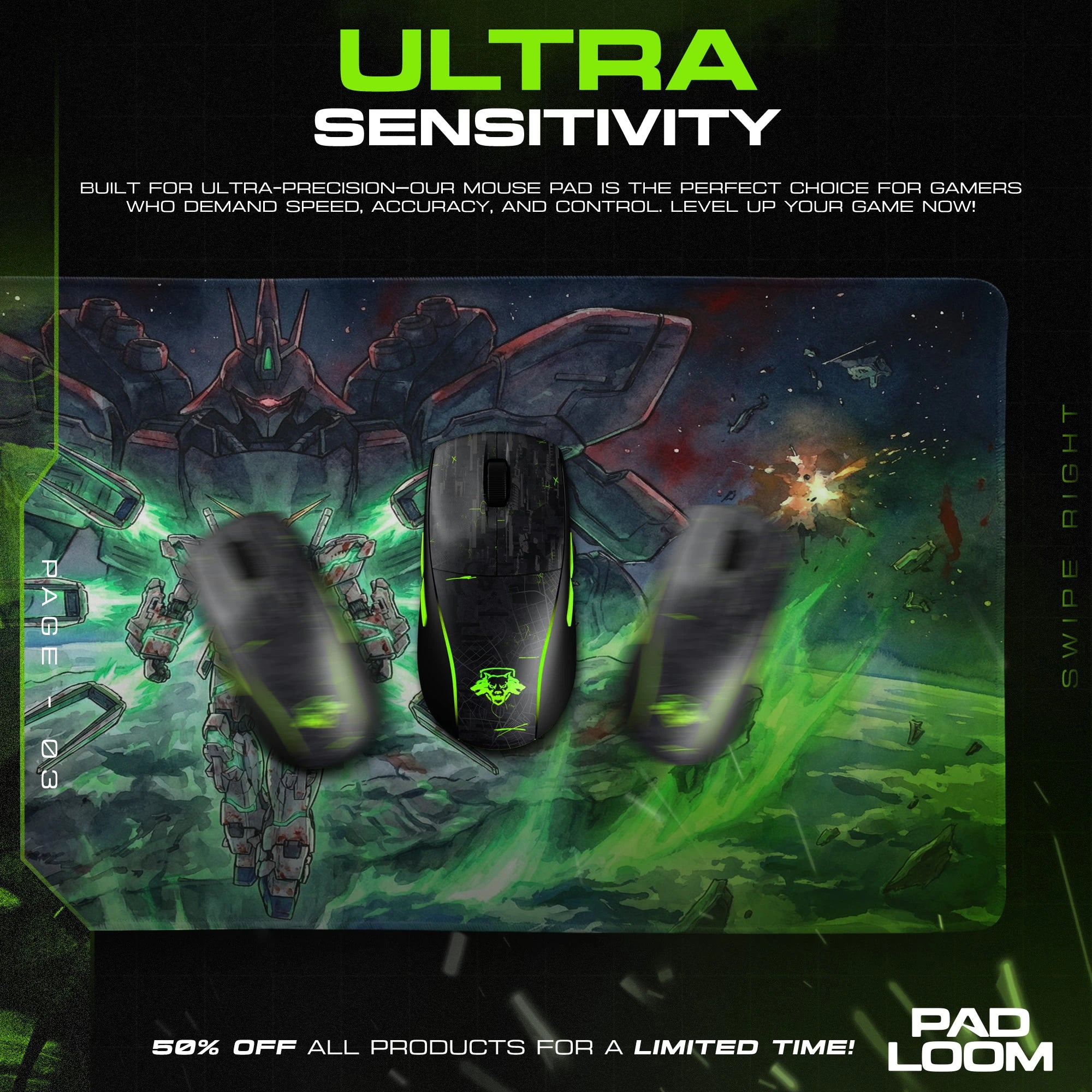 Unicorn Gundam Green Awakening Mouse Pad - Gundam Mat