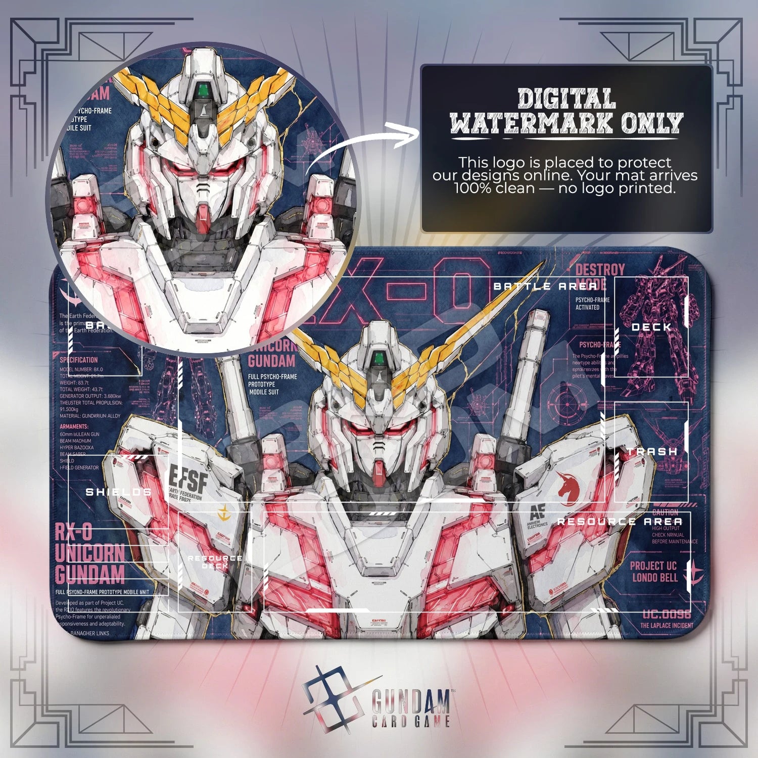 Unicorn RX-0 Playmat - Gundam TCG Card Game Mat
