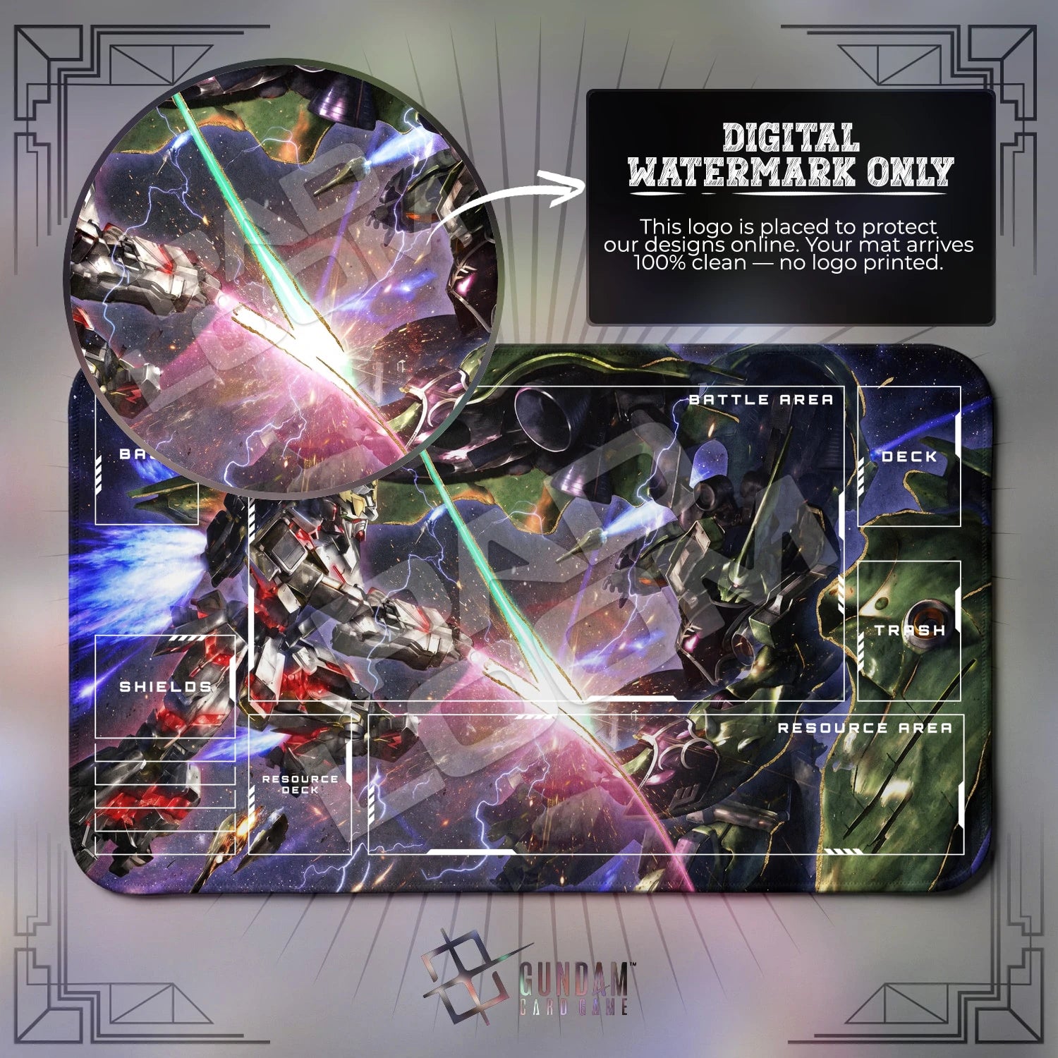 Unicorn vs Kshatriya Playmat - Gundam TCG Mat