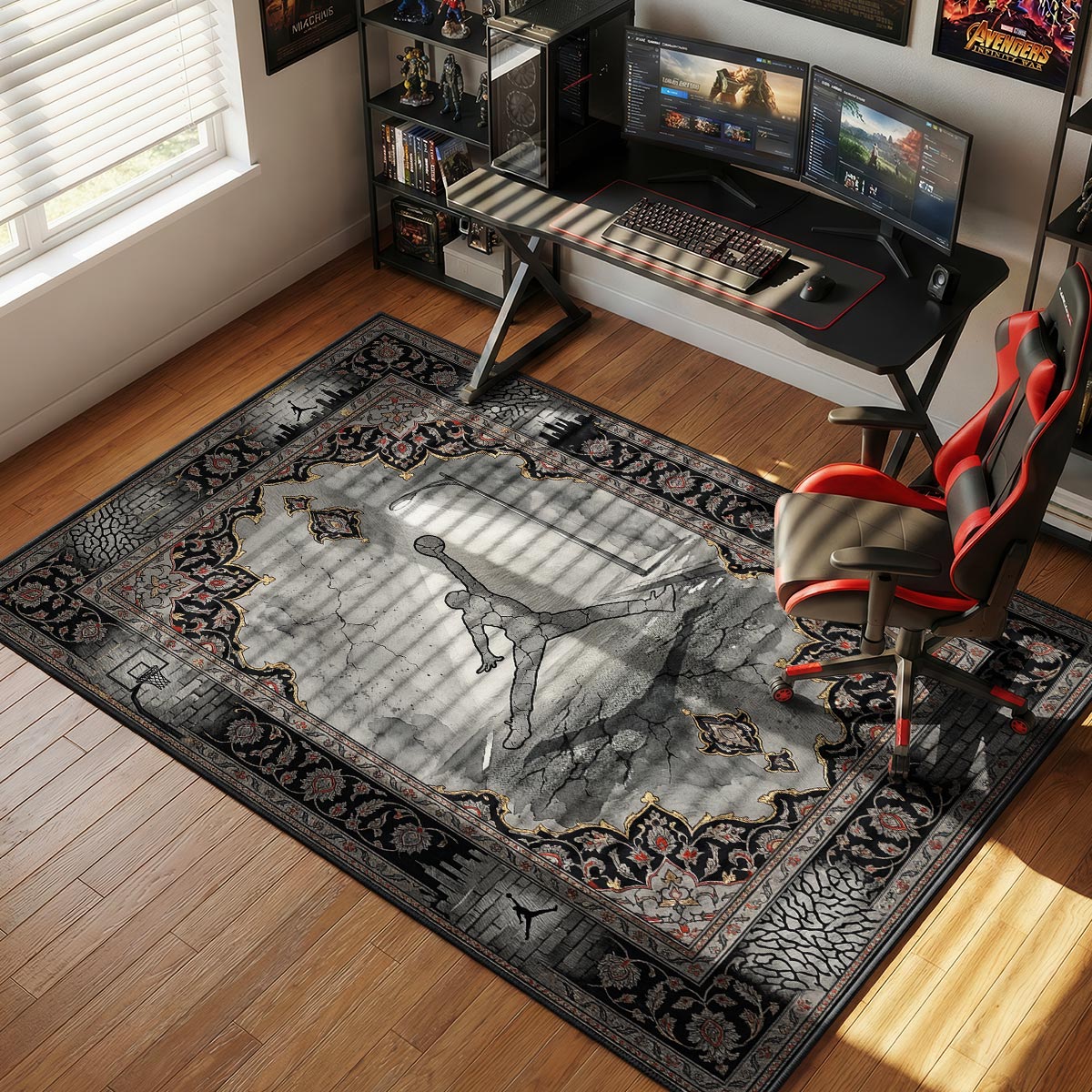 Urban Street Cement Jump Sneakerhead Floor rug — main product view