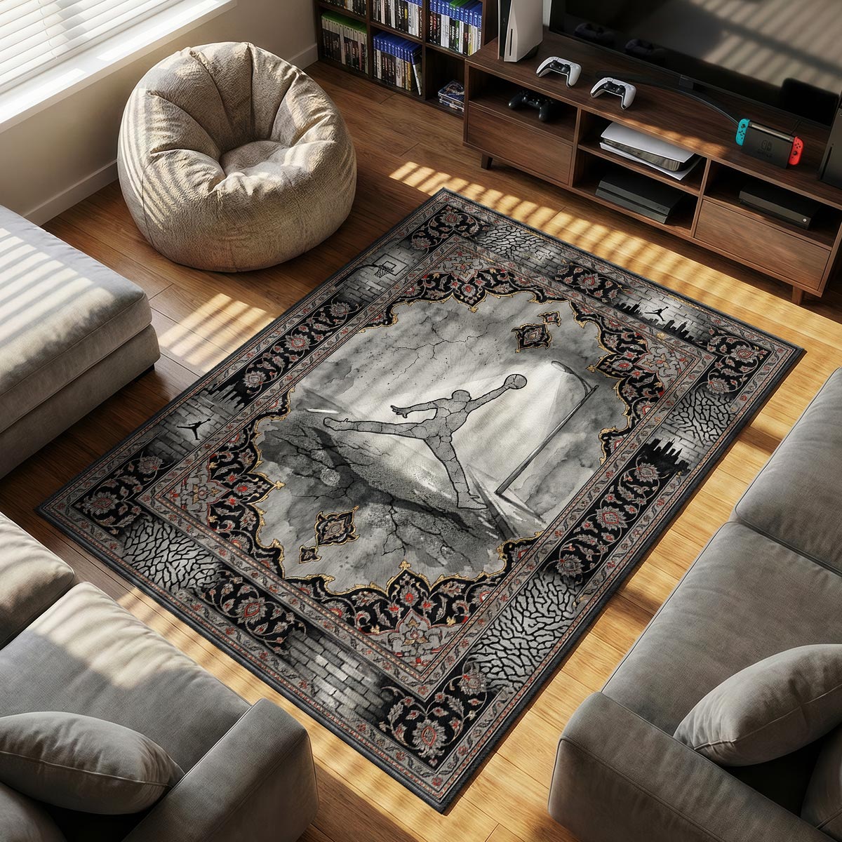 Urban Street themed area rug for home decor fans