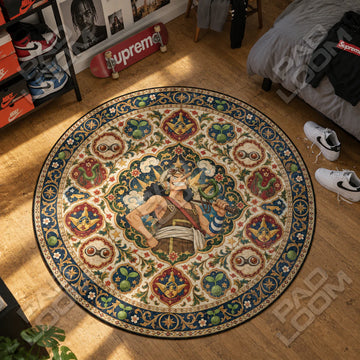 Usopp Slingshot One Piece round rug on a bedroom floor - One Piece chair mat