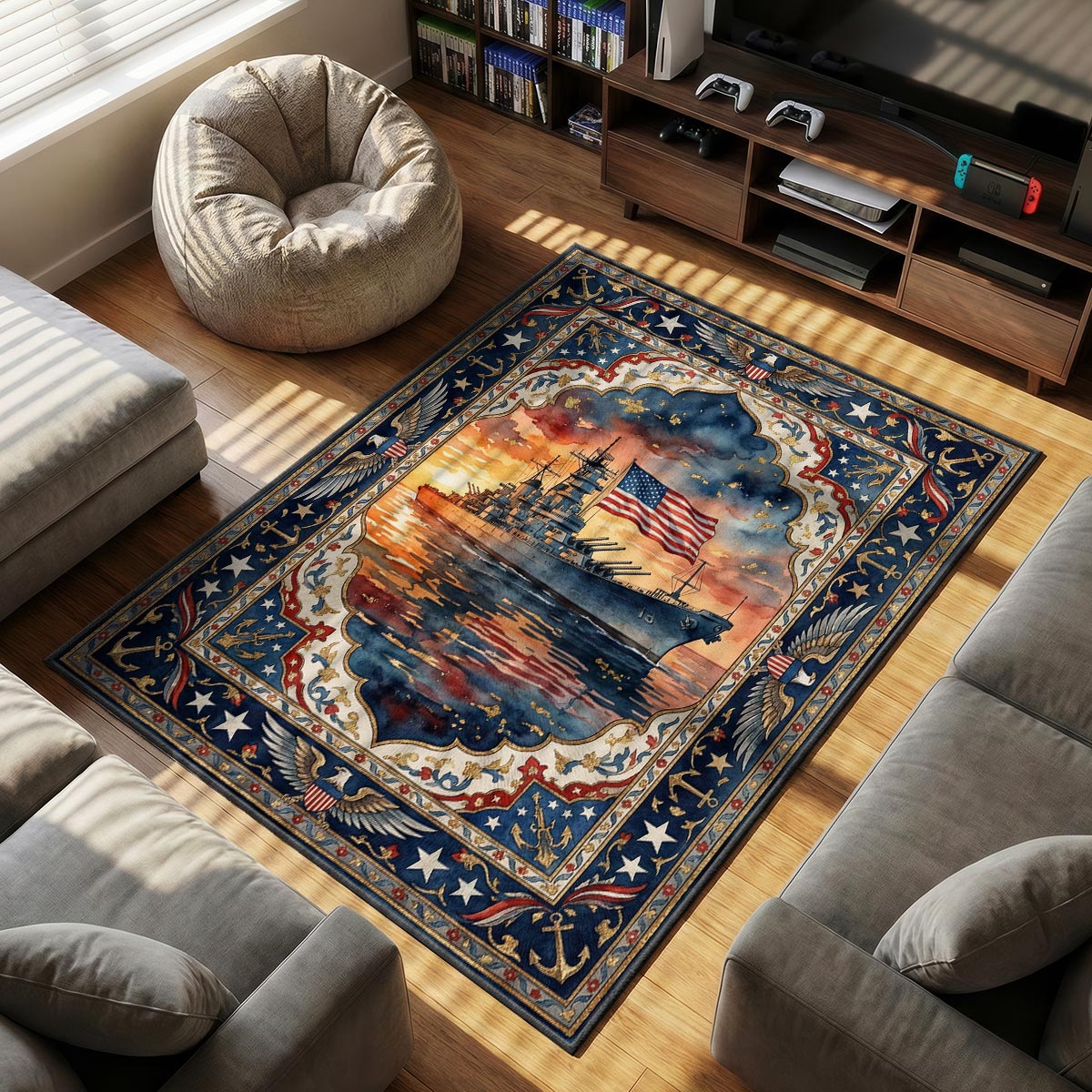 USS Missouri Liberty Rug - World of Warships Chair Mat