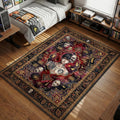 Uta with tattoos and masks in dark watercolor gothic art style area rug and floor mat