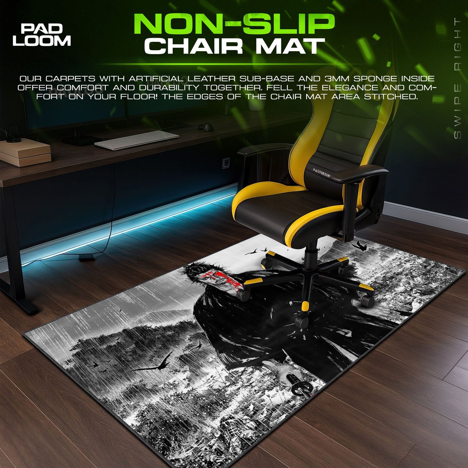 Vagabond Blood Rain Mouse Pad, Anime Desk Mat Padloom