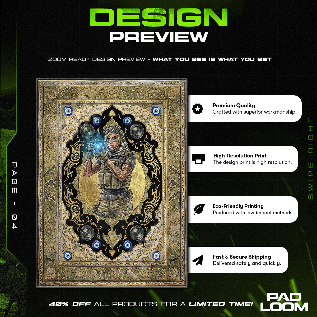 Valkyrie Intel Queen Rug - Rainbow Six Siege Chair Mat