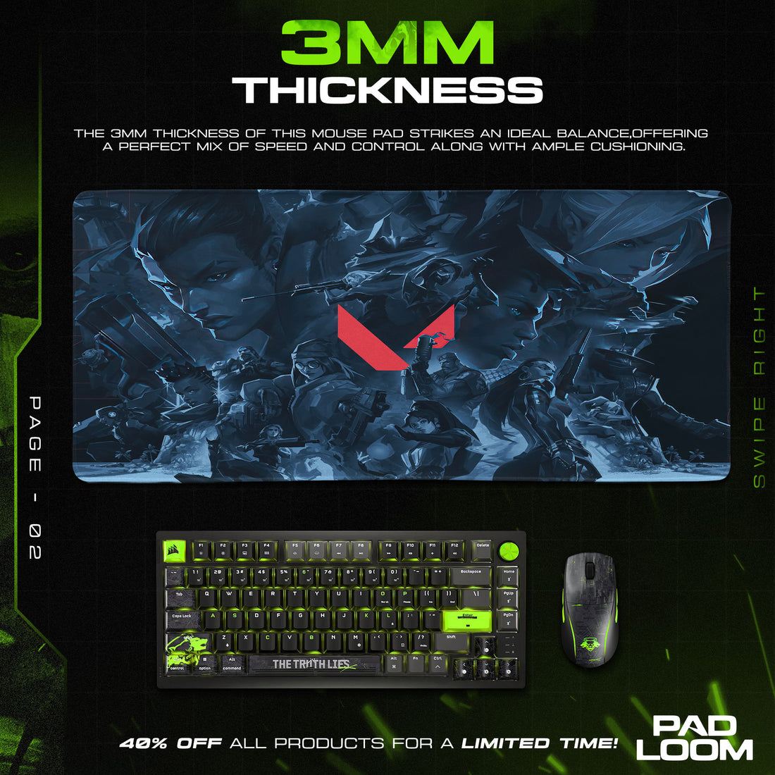 Valorant Agent Roster Mouse Pad, Tactical FPS Gaming Desk Mat
