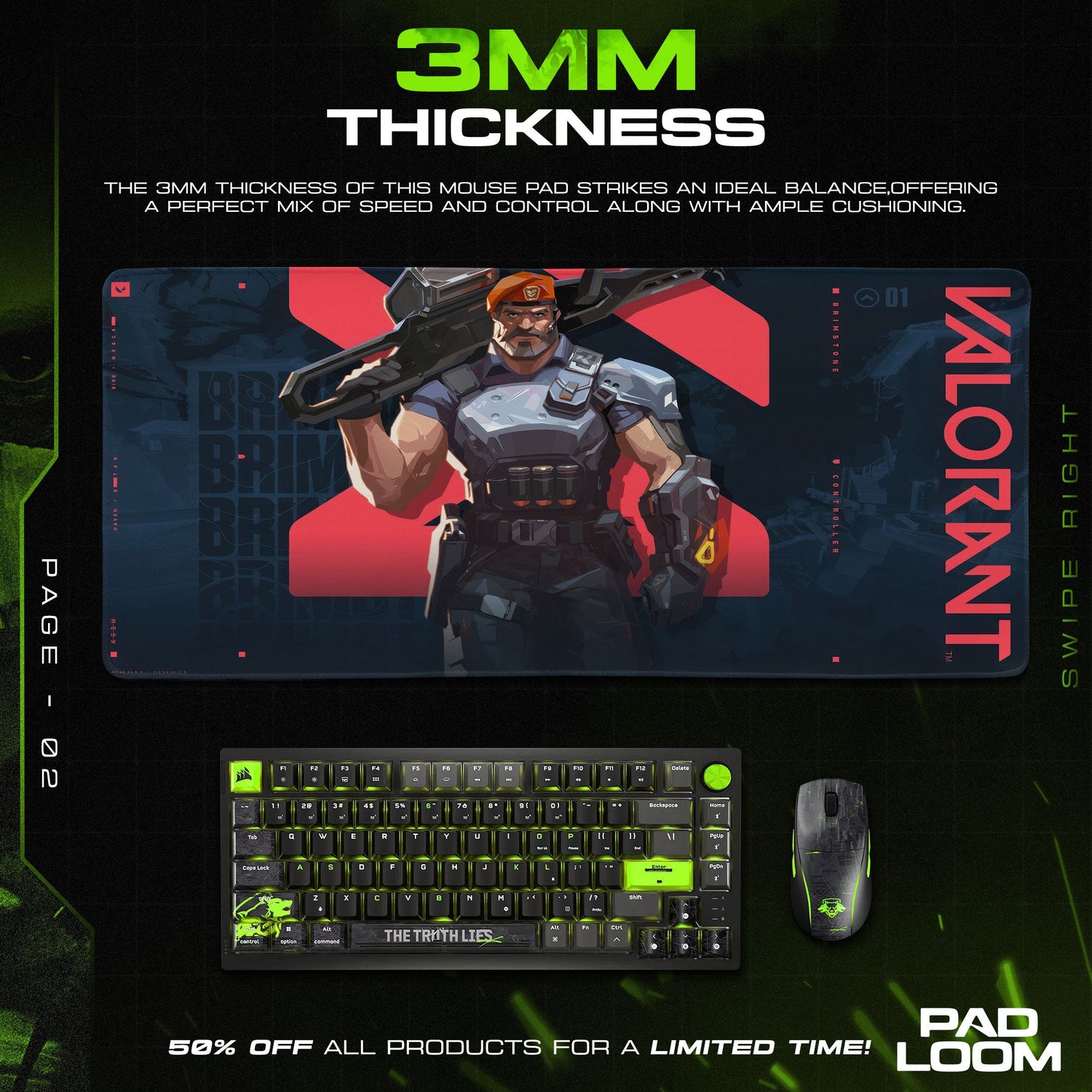 Valorant Brimstone Mouse Pad, MOBA Gamer Desk Mat Padloom